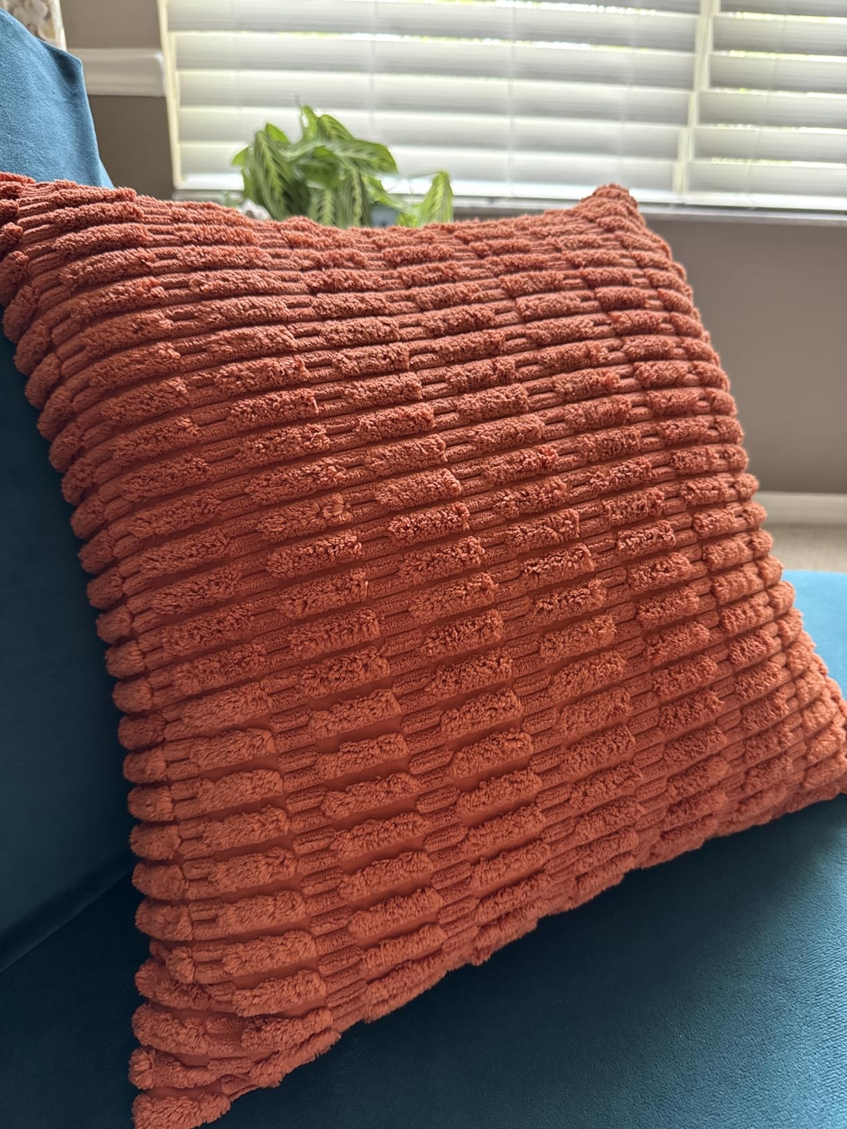Aegero Pack of 2 Corduroy Decorative Throw Pillow Covers 18x18 Inch Soft Striped Pillow Covers Modern Farmhouse Home Decor customer photo 1