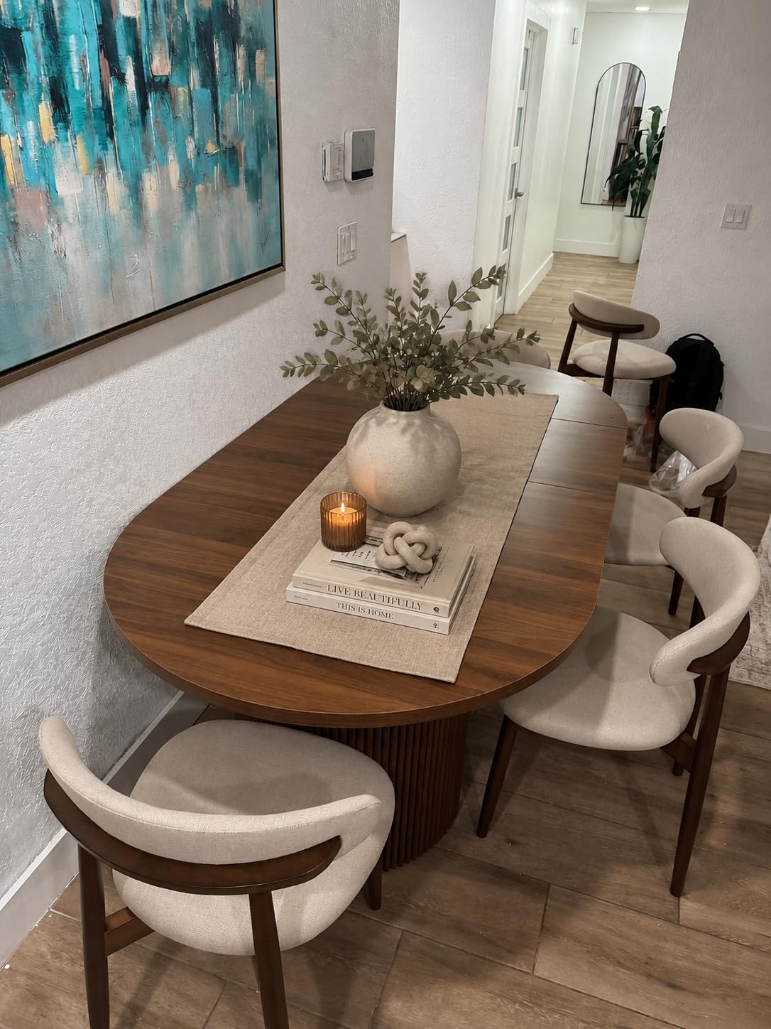 weselon 78 Inch Dining Table for 6 8 10, Modern Farmhouse Rectangular Kitchen Table, Long Dining Room Tables with Wood Strip Base for Kitchen Living Room (Natural) customer photo 2
