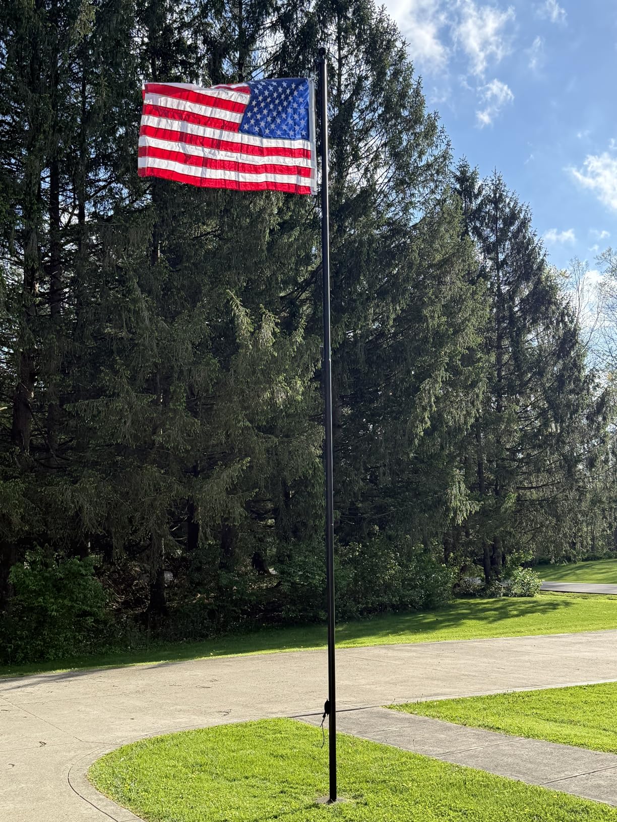 Heavy Duty 20 FT Flag Pole, Unbending 100MPH Wind Resistance, 95HBW Hard Aerospace Aluminum, In-Ground Flagpole Kit for Outside House customer photo 1