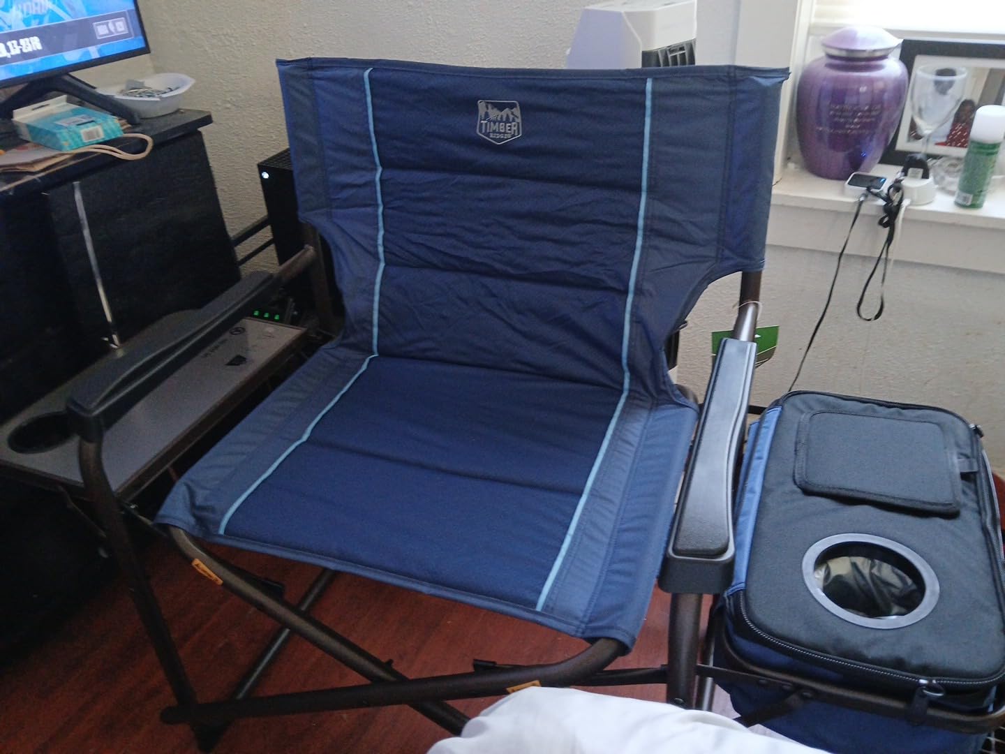 Timber Ridge XXL Oversized Directors Chair 600lbs - Heavy Duty Camping Chair with Cooler Bag & Table, Portable Folding Chair with Wide Seat for Tailgating, Patio, Outdoor - Grey customer photo 1