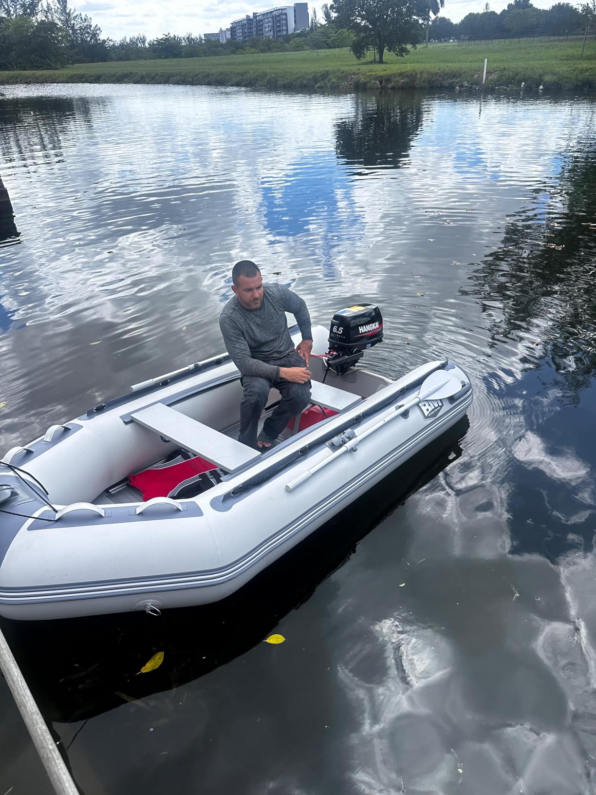 BEYOND MARINA Inflatable Dinghy Boat - 3-5 Person Heavy Duty Fishing Boat with Aluminum Oars customer photo 1