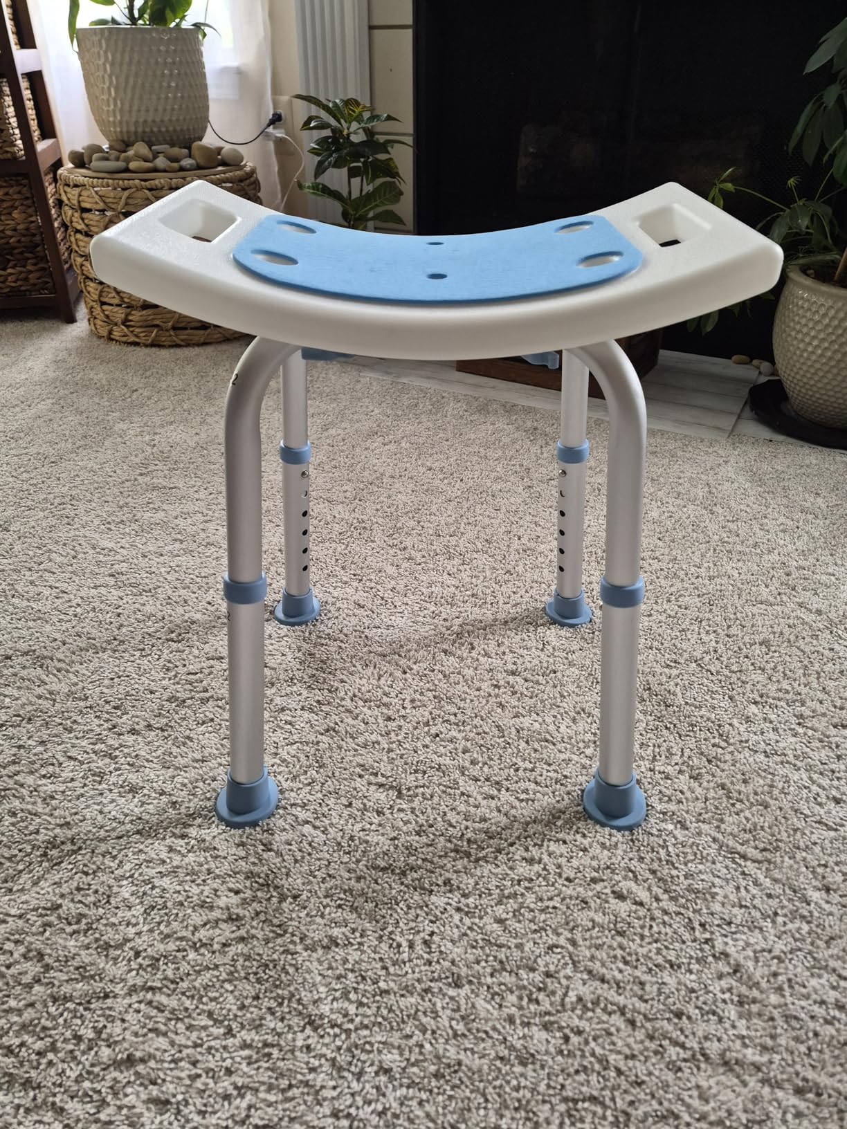 HOMLAND Shower Chair for Inside Shower, 400 lbs Adjustable Shower Stool with Suction Feet, Shower Seat for Inside Tub Bathroom Bench Bath Chair for Elderly and Disabled - Light Blue customer photo 1