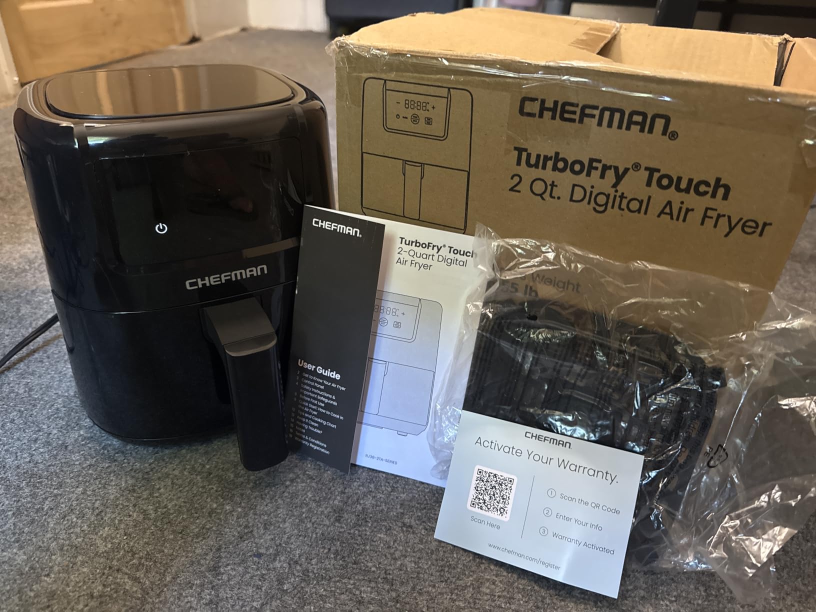 CHEFMAN 2 Qt Mini Air Fryer - Digital Space-Saving Compact Air Fryer with Nonstick and Dishwasher Safe Basket, Quick & Easy Meals in Minutes, Features Digital Timer and Shake Reminder - Black customer photo 1