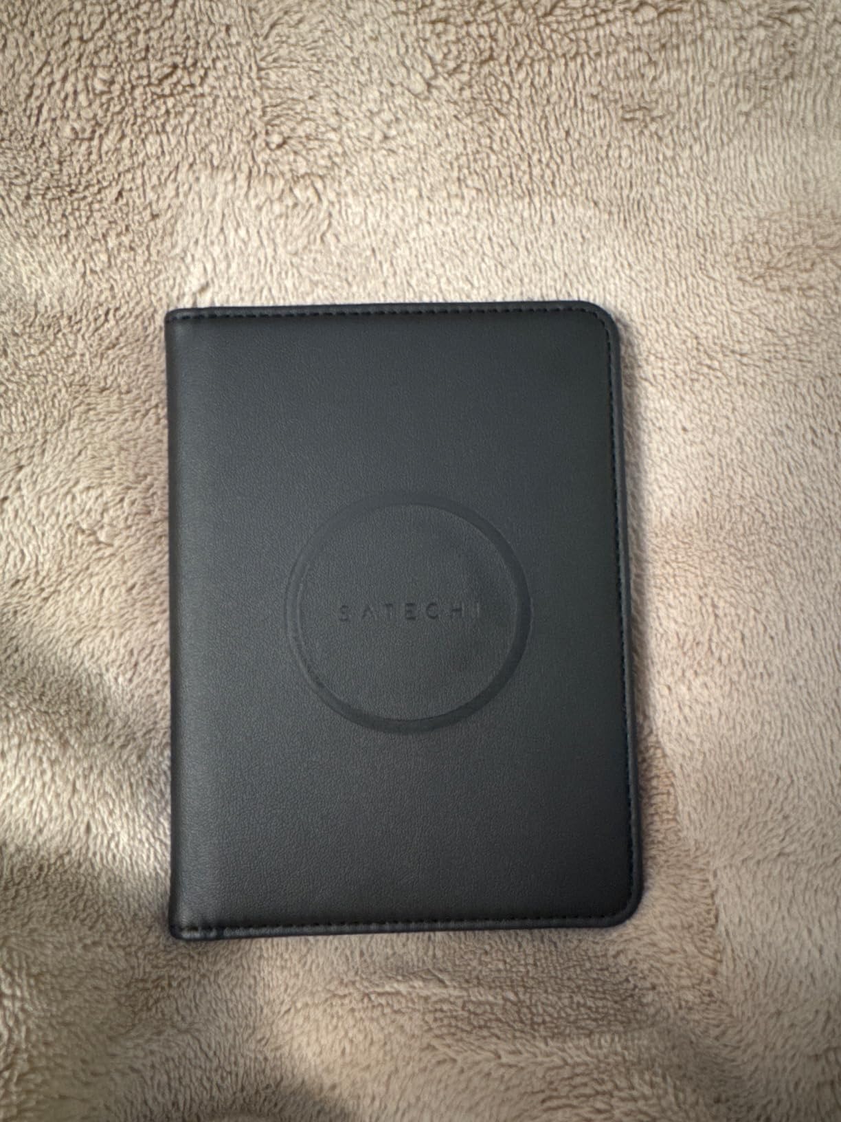 Passport Holder for Travel with Find My, Passport Cover with 4 Card Holder, Wireless Charging, and RFID protection - Travel Essential Vegan Leather Passport Holder - Black customer photo 1