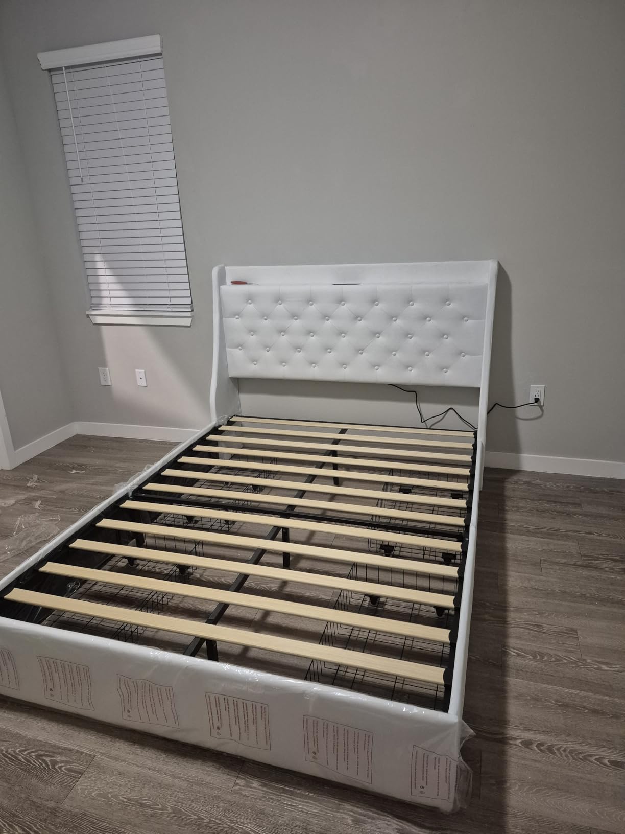 iPormis Queen Bed Frame with 4 Storage Drawers, Upholstered Platform Bed Frame with Type-C & USB Ports, Wingback Storage Headboard, Solid Wood Slats, No Box Spring Needed, Black customer photo 1