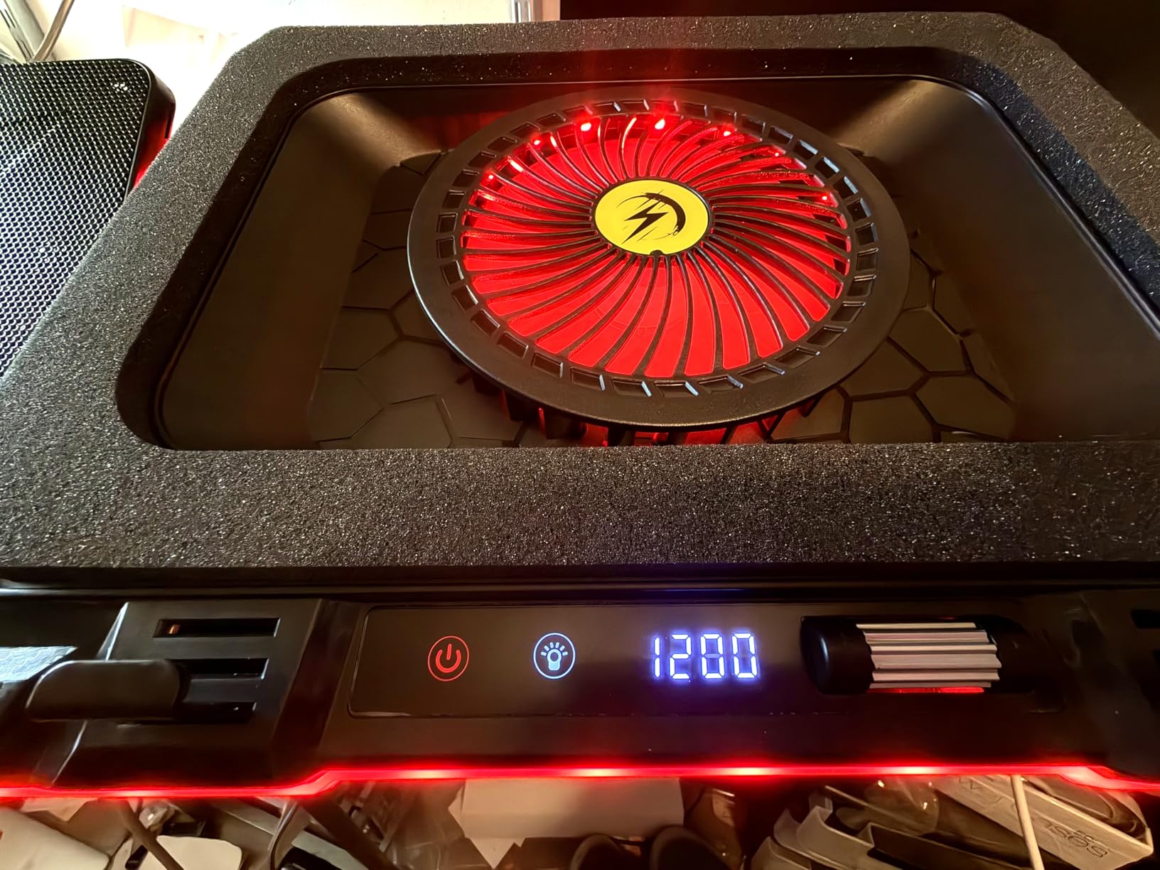 ChillCore Laptop Cooling Pad, RGB Lights Laptop Cooler 9 Fans for 15.6-19.3 Inch Laptops, Gaming Laptop Fan Cooling Pad with 8 Height Stands, 2 USB Ports - A21 Blue customer photo 1