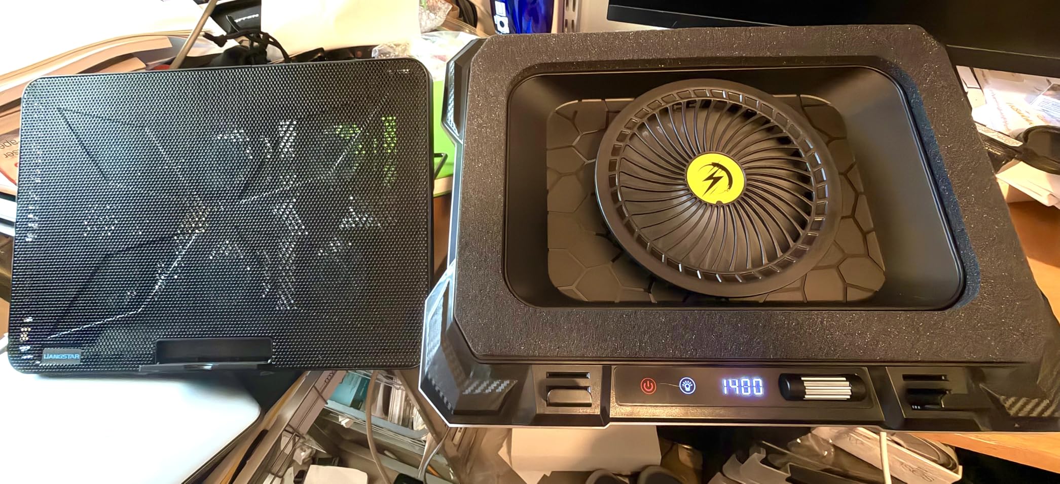ChillCore Laptop Cooling Pad, RGB Lights Laptop Cooler 9 Fans for 15.6-19.3 Inch Laptops, Gaming Laptop Fan Cooling Pad with 8 Height Stands, 2 USB Ports - A21 Blue customer photo 2