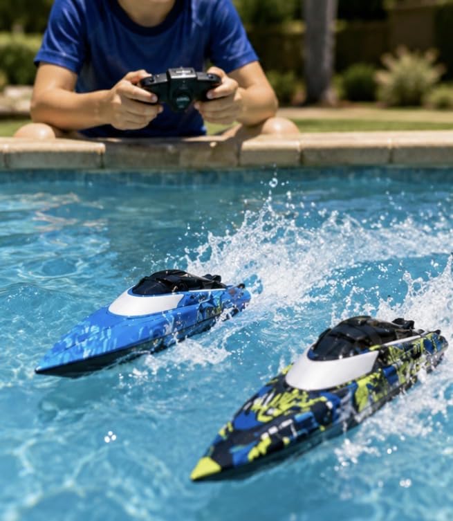 BEZGAR RC Boat, 2 Packs 12 inch Fast Speed RC Boat 30 KPH with A Portable Suitcase for Lakes & Pools & Salt Water, Summer Toys for Adults and Ideal Gifts for Kids Boys Age 6 7 8-12 Years Old - TX2P1 customer photo 1