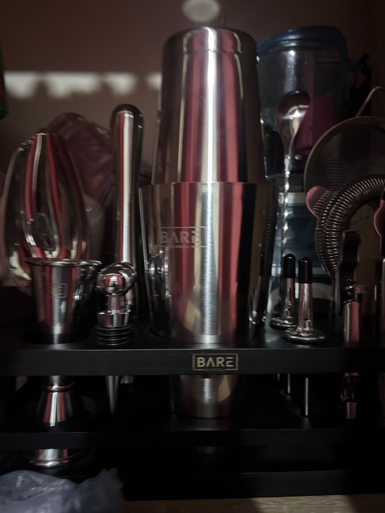 BARE BARREL Mixology Bartender Kit Bar Set | 16-Piece Cocktail Shaker Set | Martini Barware Mixing Tools for Home Bartending | Incl. 35 Recipe Cards | Gift Set (28oz Boston Shaker, Silver/Black) customer photo 2