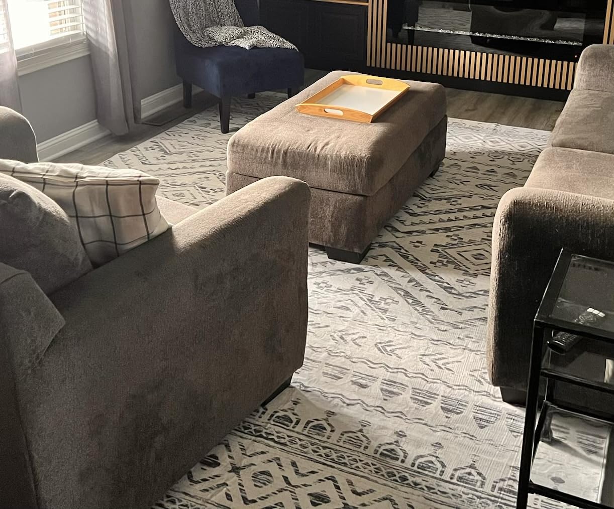 Miukiki 8x10 Area Rug for Living Room Moroccan Washable Rugs Non Slip Indoor Floor Carpet Foldable Large Soft Area Rug for Dining Room Bedroom with Low Pile(Grey,8'x10') customer photo 1