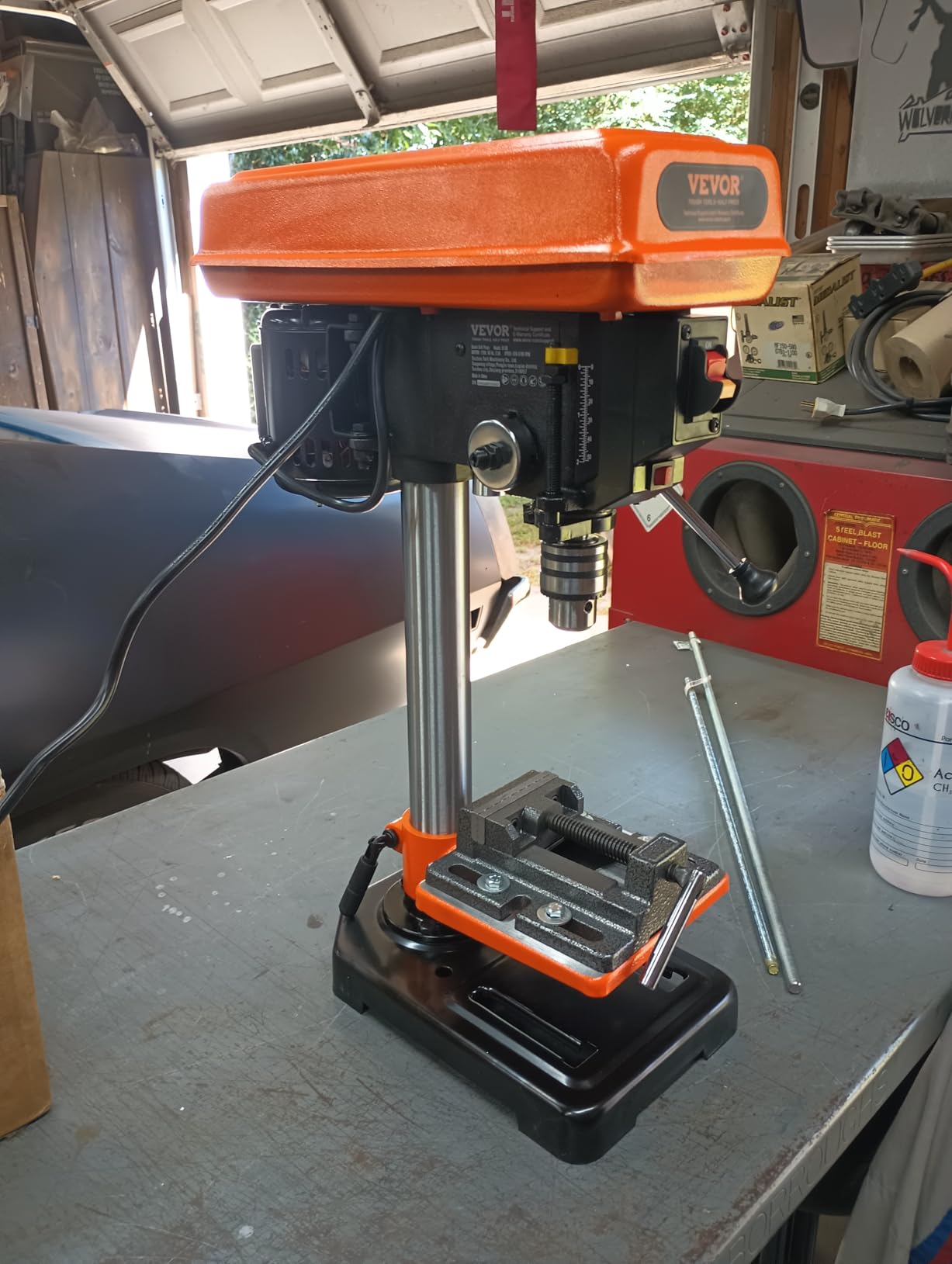 VEVOR 8 in Benchtop Drill Press, 2.5A Induction Motor, Tabletop Drilling Machine with 750/1140/1740/2340/3200 RPM Adjustable Speed, 0-45 Degree Tilting Worktable, LED Work Light, for Wood Metal customer photo 2