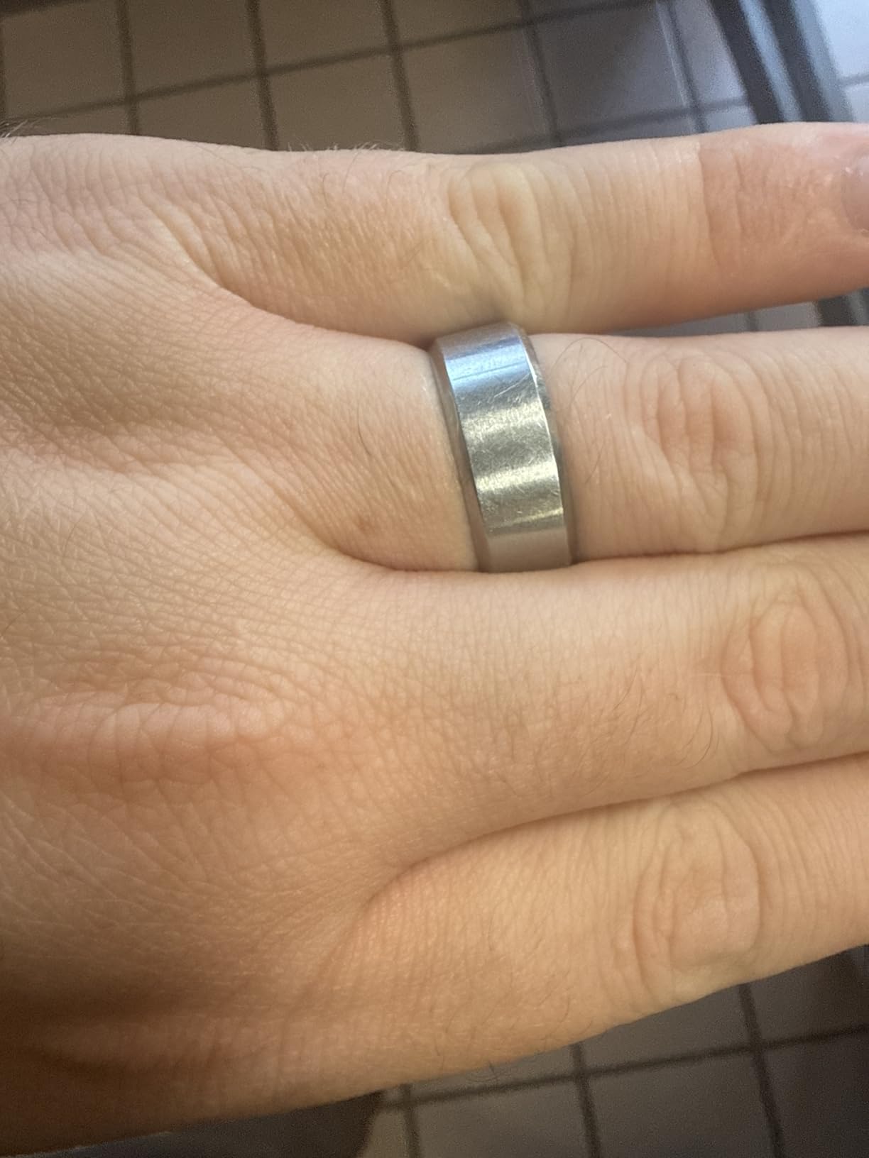 Jstyle 8MM Wedding Band for Men Stainless Steel Ring Band Size 6-14 | Matte Surface Beveled Polished Edge customer photo 1