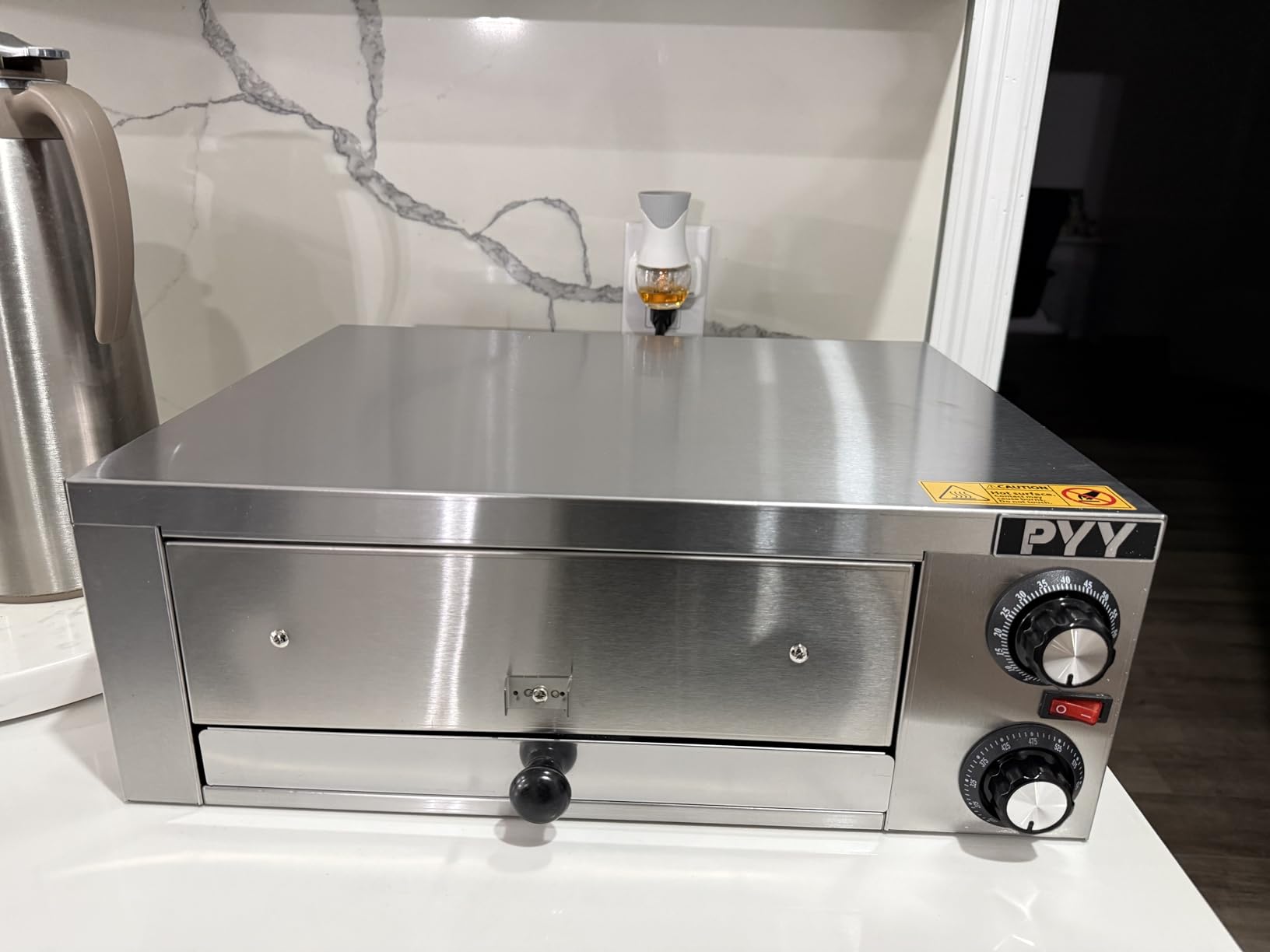 PYY Pizza Oven Indoor Electric Countertop Commercial Pizza Maker with Crumb Tray, Stainless Steel Pizza Cooker Machine for Home customer photo 1