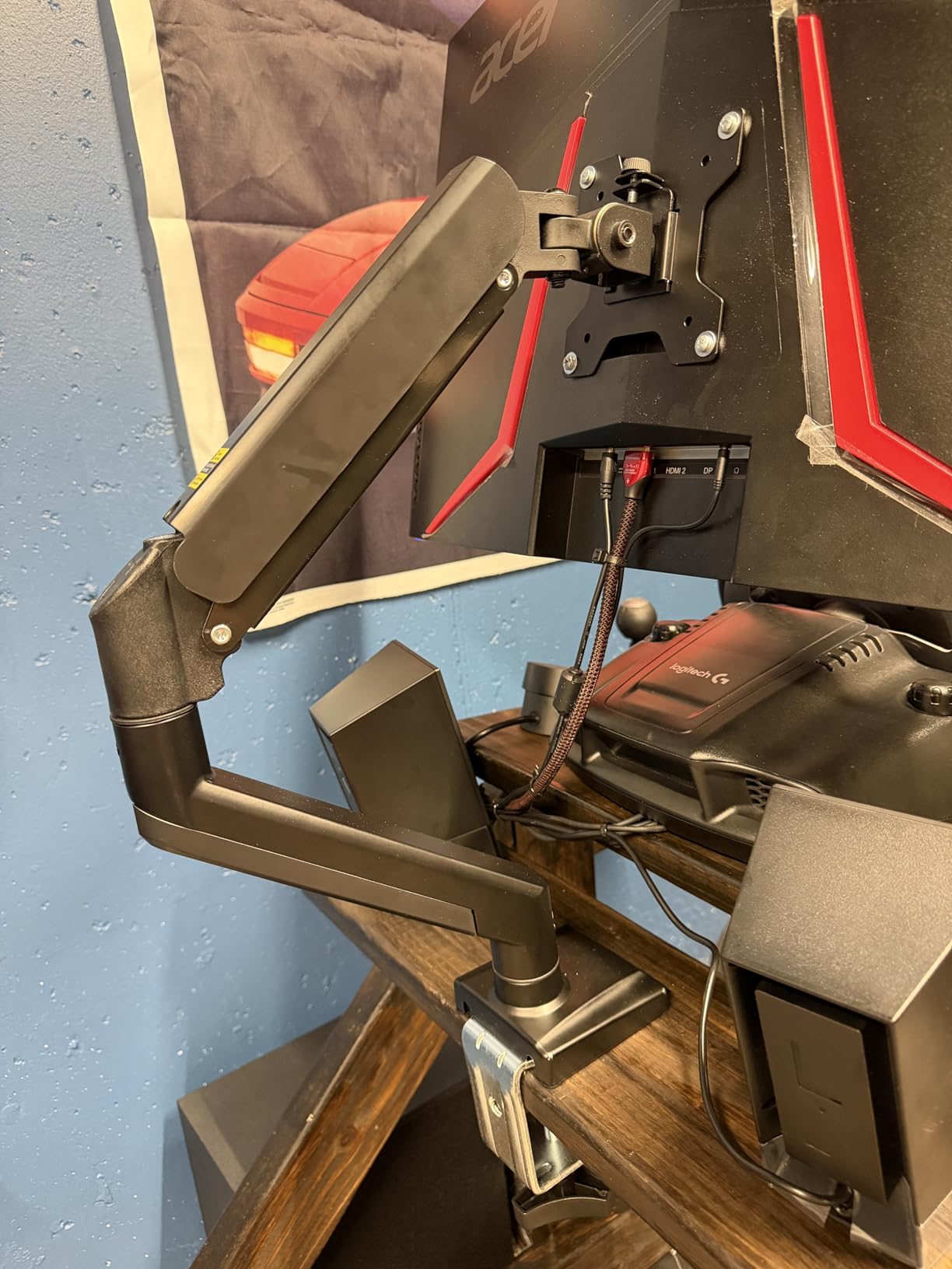 WALI Single Monitor Mount for 13-34 inch Screens, Adjustable Single Monitors Arm, Regular Screen up to 32 inch, 26.4lbs, Computer Monitor Stand for Desk, VESA 75/100mm (GSMP001N), Black customer photo 1