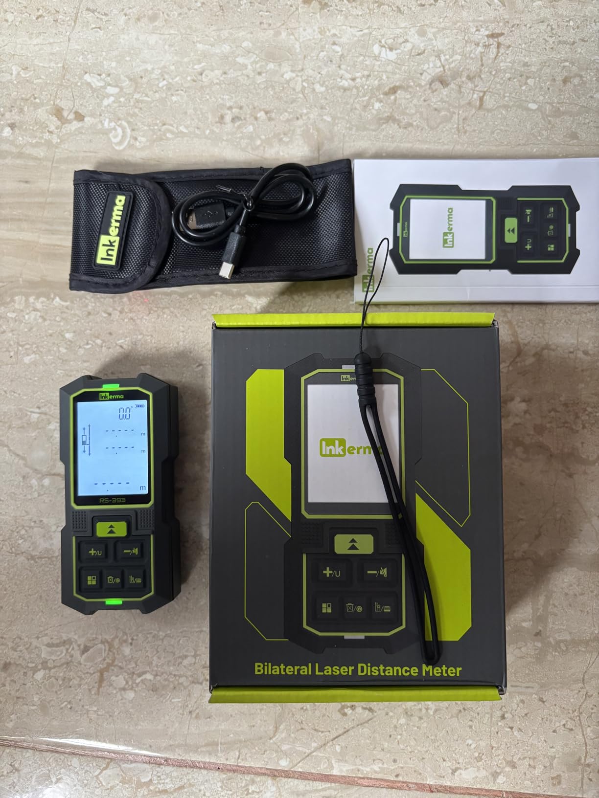 Inkerma Dual Laser Measurement Tool, 393Ft/120M Bilateral Laser Distance Meter, Rechargeable Laser Measure with Ft/in/M Multiple Units, Angle Sensor, Pythagorean Mode, Area and Volume customer photo 1