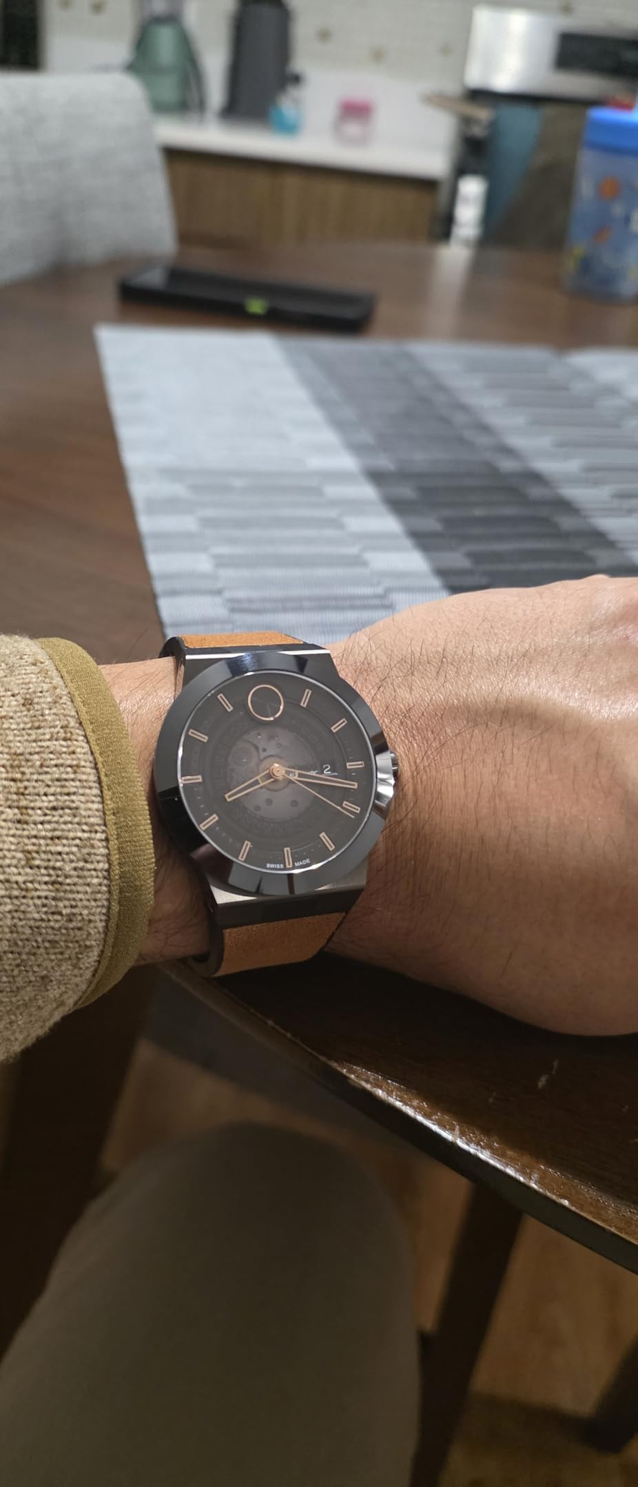 Movado Bold Fusion Men's Luxury Automatic Watch - Swiss Self-Winding Movement, Fabric Rubber Strap, Water Resistance 50 Meters (5ATM) - Classic Timepiece - Gift for Him - 43.5mm customer photo 1