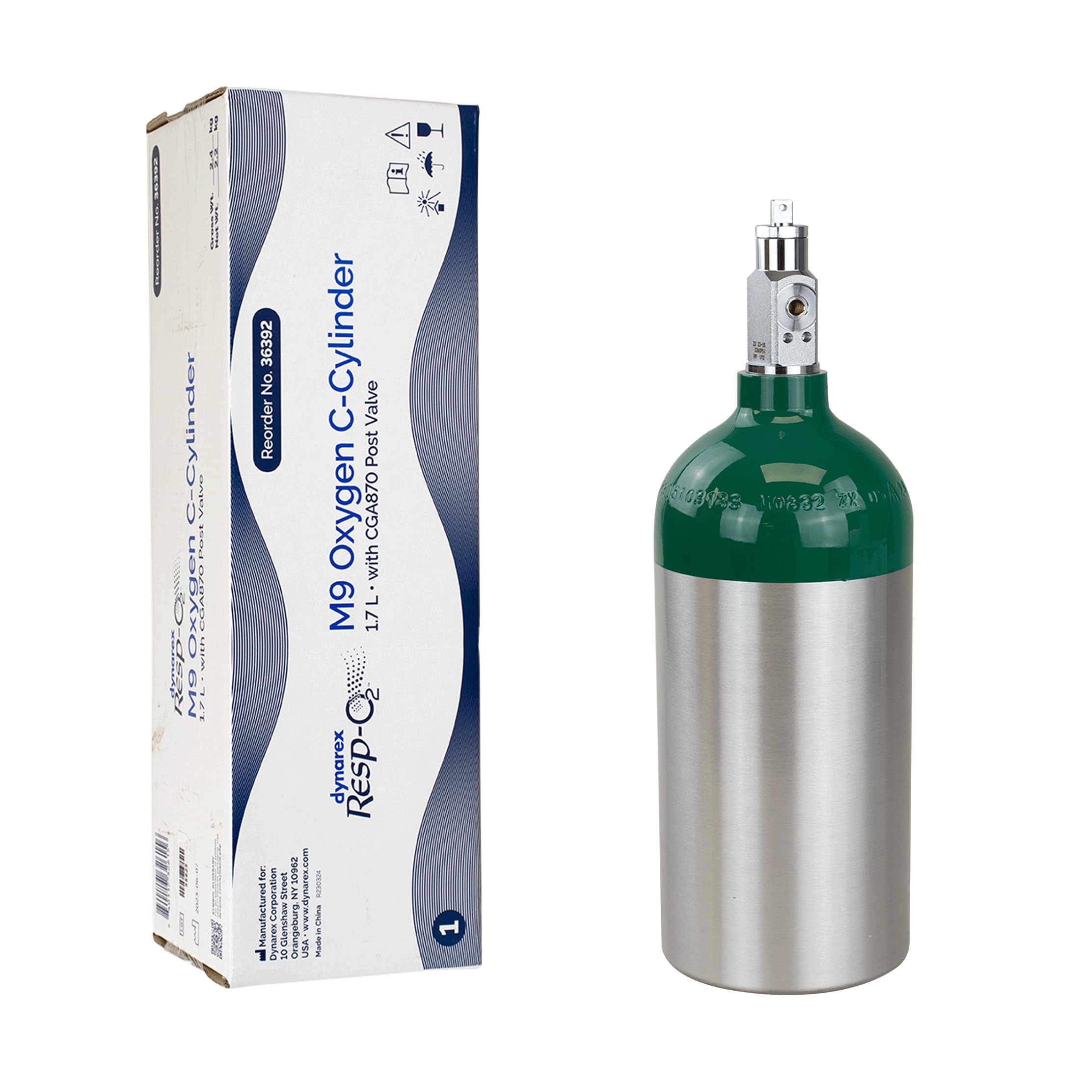 Dynarex Resp-O2 M9 Oxygen C-Cylinder with CGA 870 Post Valve - 1.7L Standard Size Oxygen Cylinder - Lightweight Aluminum Portable Tank with 255L Oxygen Capacity customer photo 1