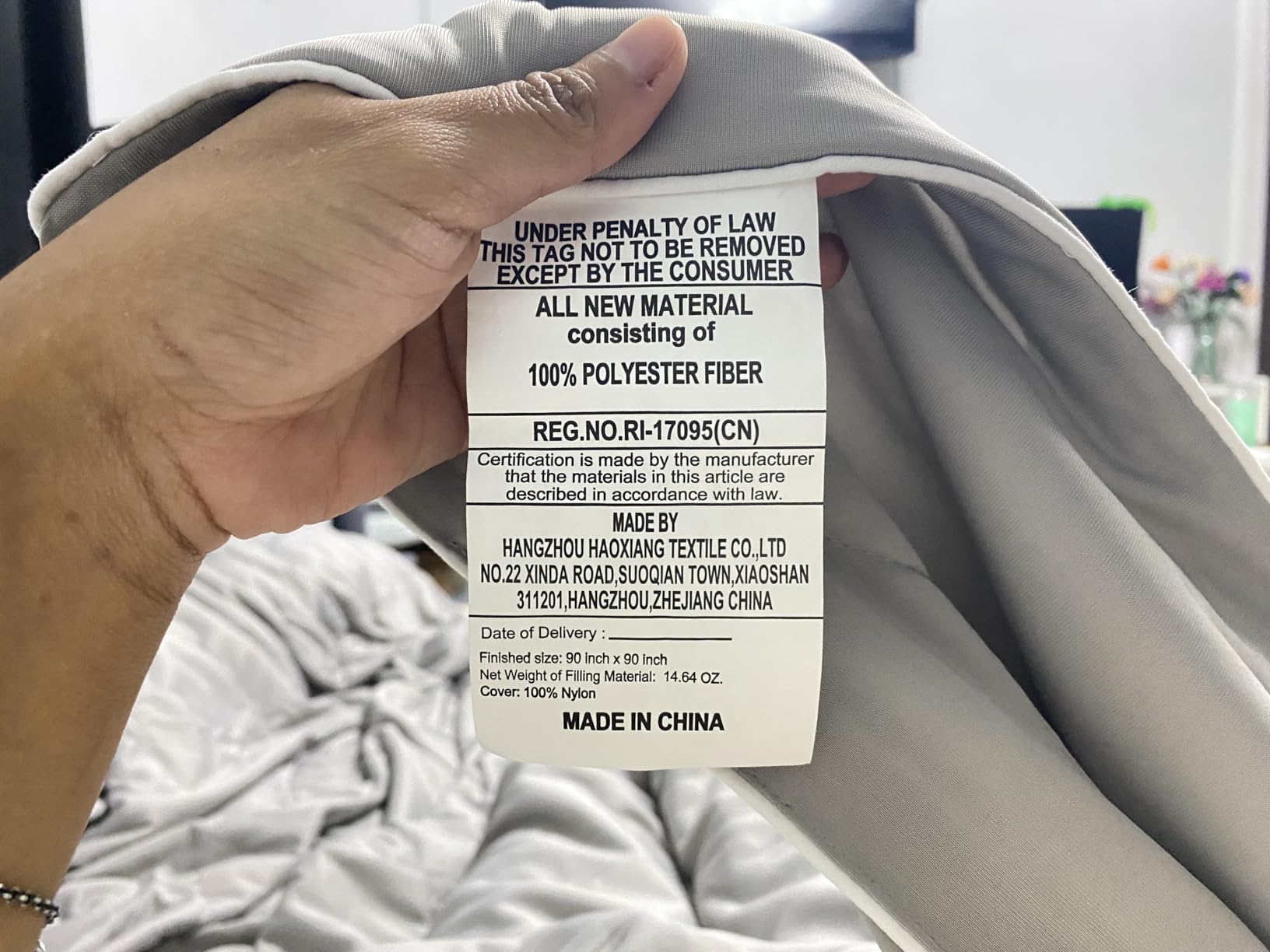 DOWNCOOL Cooling Comforter Queen Size, Grey Cooling Blanket for Hot Sleeper | Lightweight & Breathable Blanket for Night Sweats, Dual-Side Cooling Summer Bedding, 90