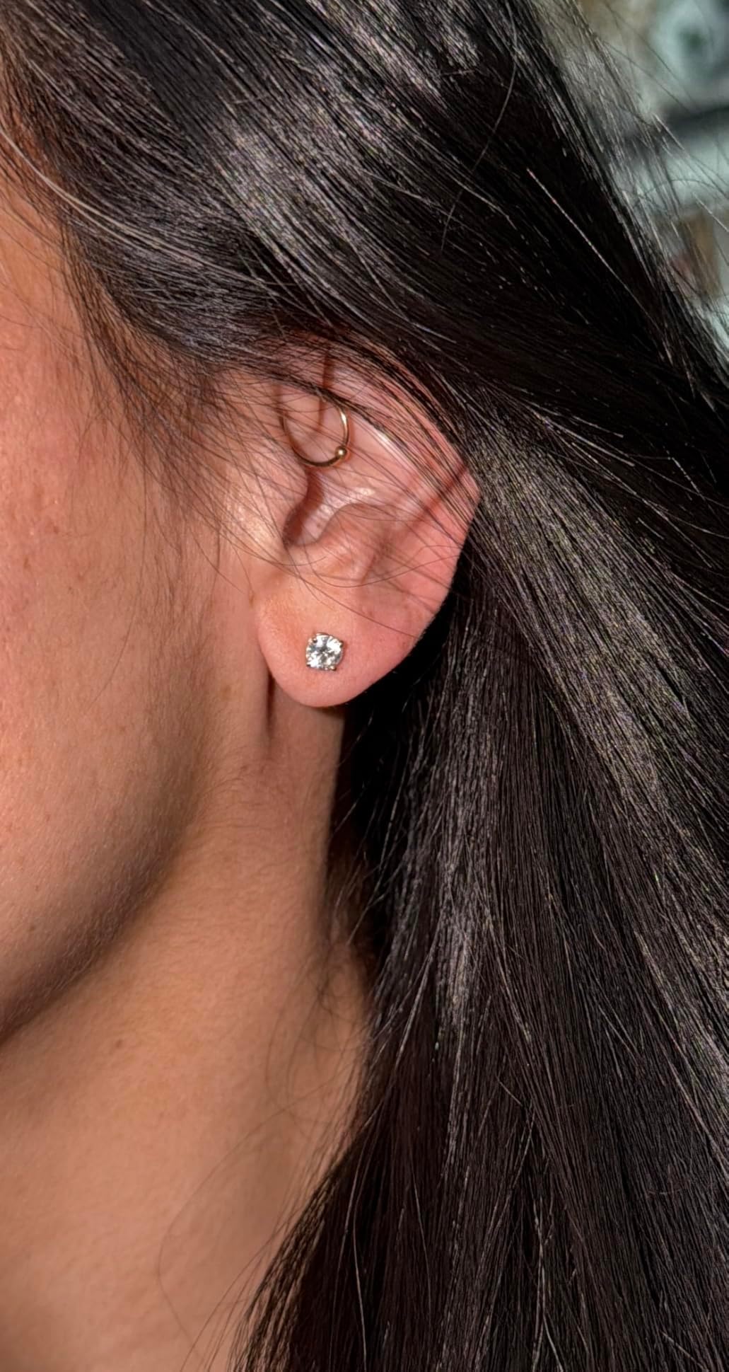 Shop LC Lab Grown Diamond Stud Earrings for Women | 0.25-1 Carat | G-H Color SI Clarity | 925 Sterling Silver Platinum & 18K Gold Plated | Round | 4-Prong Basket | Push Back | Fine Jewelry customer photo 1