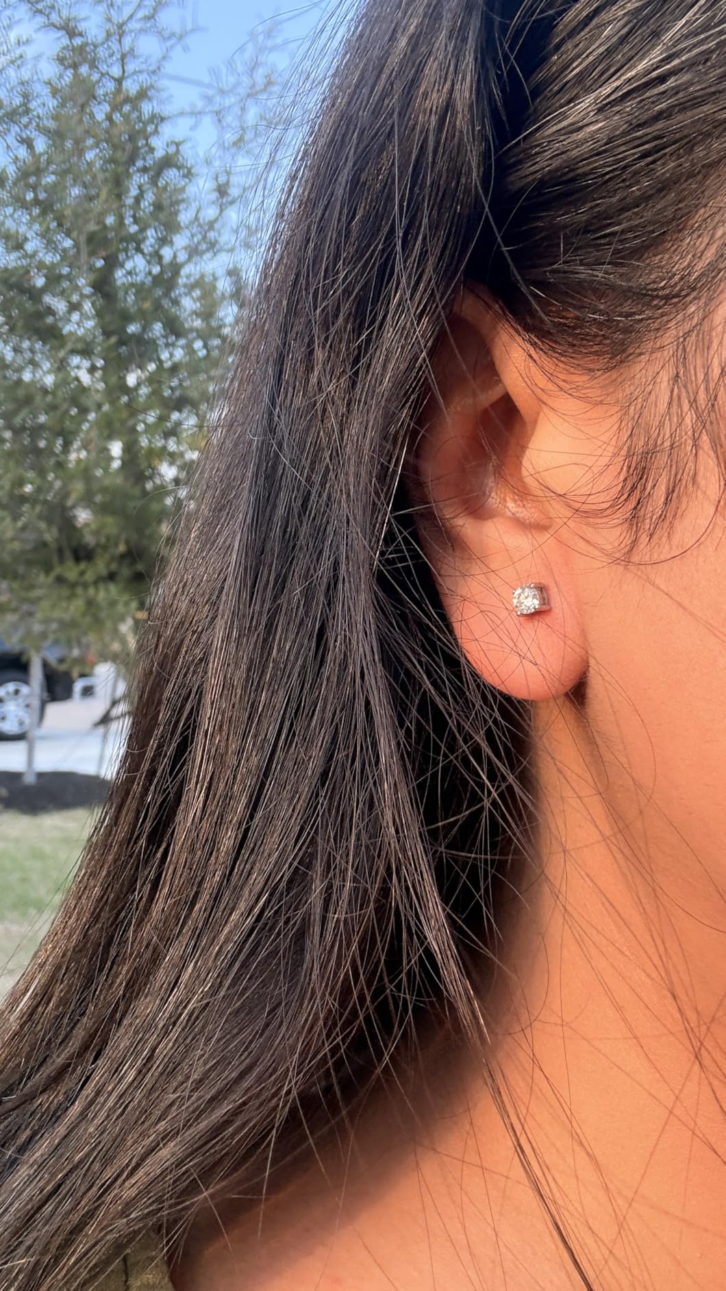 Shop LC Lab Grown Diamond Stud Earrings for Women | 0.25-1 Carat | G-H Color SI Clarity | 925 Sterling Silver Platinum & 18K Gold Plated | Round | 4-Prong Basket | Push Back | Fine Jewelry customer photo 2