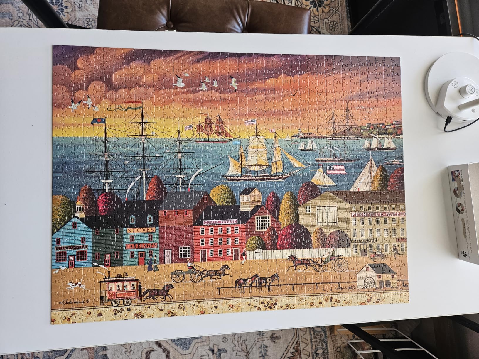 Buffalo Games Charles Wysocki - Know It All - 1000 Piece Jigsaw Puzzle - 26.75 x 19.75 in, Poster Included - 1000 Piece Puzzle for Adults - Folk Art Village Scene - Recycled Board customer photo 1