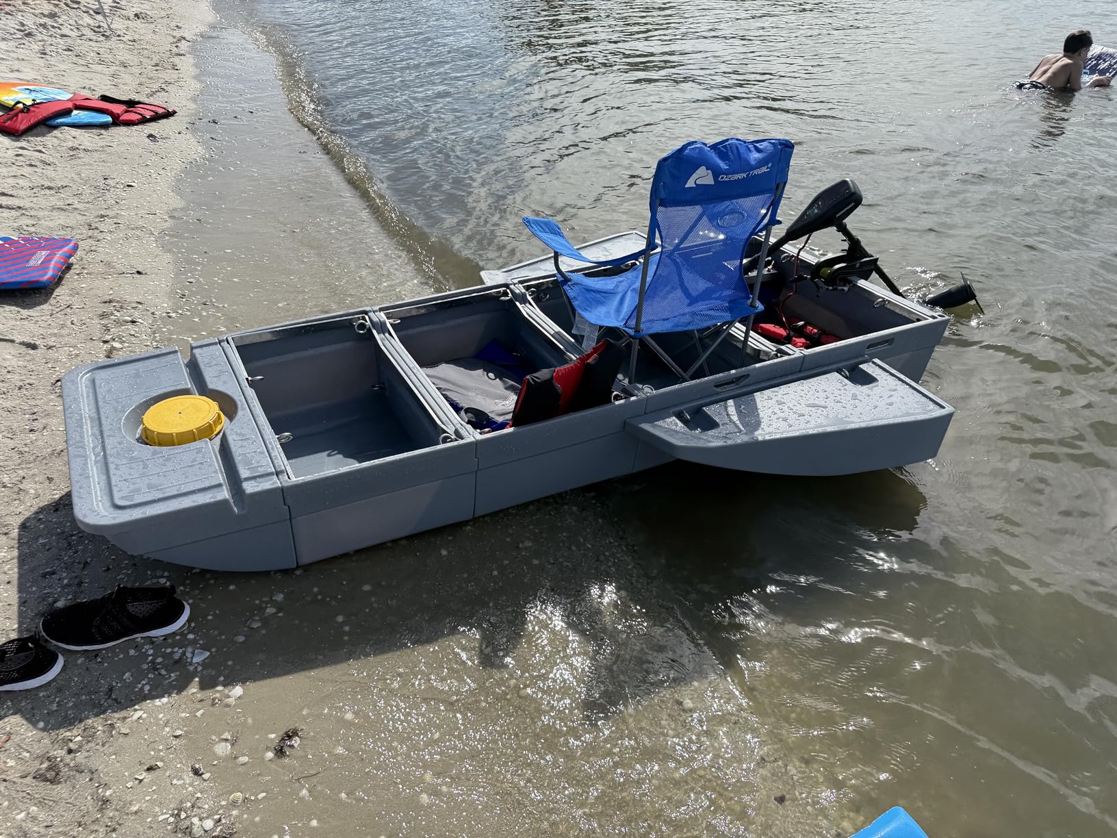 Fishing Boat, Folding Pontoon Boat, Fits in Trunk - Portable Modular Kayak, Seats 2-6, Motor-Ready, Sturdier Than Inflatable Boats - Ideal for Lure Fishing, Hunting, Rowing, Travel, Rescue customer photo 1