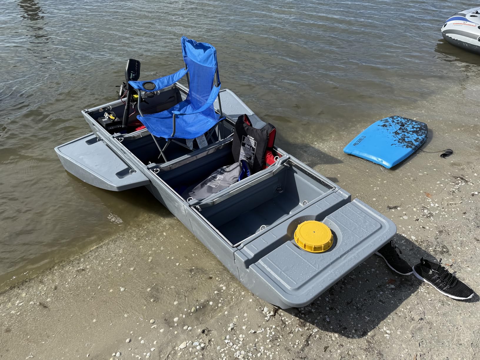 Fishing Boat, Folding Pontoon Boat, Fits in Trunk - Portable Modular Kayak, Seats 2-6, Motor-Ready, Sturdier Than Inflatable Boats - Ideal for Lure Fishing, Hunting, Rowing, Travel, Rescue customer photo 2