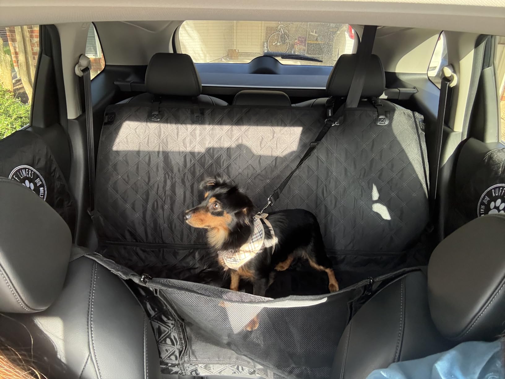 Ruff Liners Dog Hammock for Car, Waterproof - As Seen on Shark Tank | Patented door panel protection, waterproof, machine-washable, heavy-duty materials with touch fasteners and belt slots customer photo 1