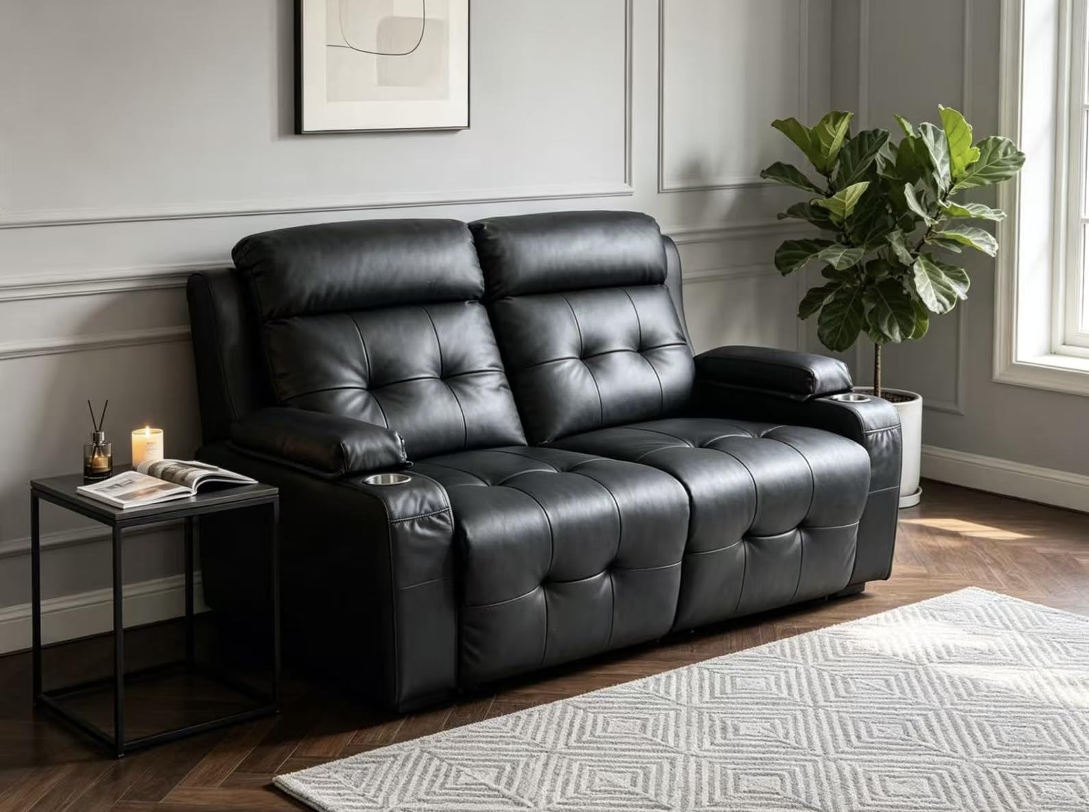 Recliner Sofa, Massage Reclining Sofa 4 Seater Sets Heavy Weight Capacity, RV Loveseat Clearance with Storage, Cup Holders, Wall Hugger Couches for Living Room customer photo 1