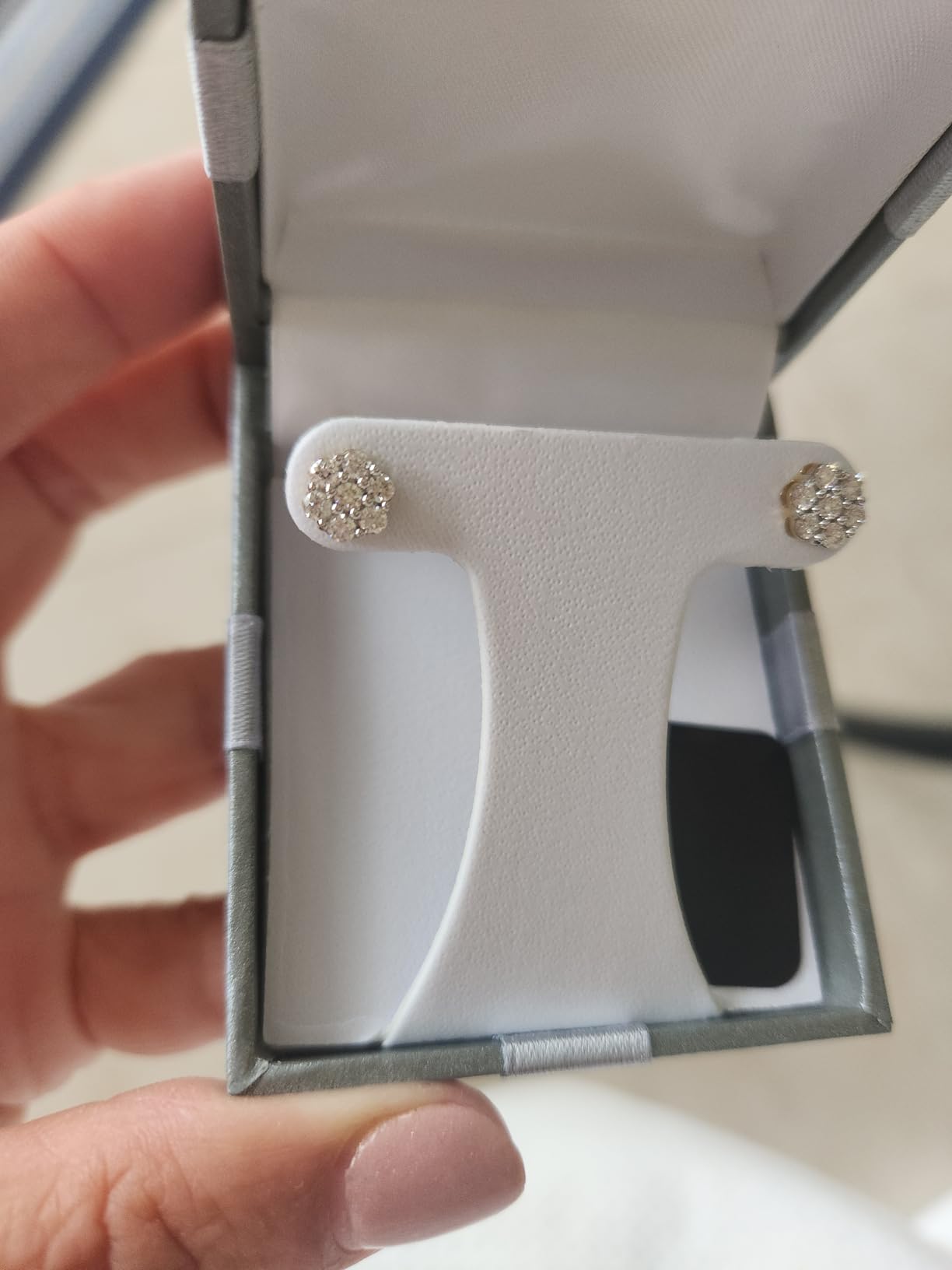 Gilded Lab-Grown Diamond 7 Stone Flower Earrings for Women in 925 Sterling Silver and 14KT Yellow Gold Plated Silver | Hypoallergenic Fine Jewelry | Hinged Closure | SI1 Clarity, F Color | 1/4,1/2, 1,2 Carat Total Weight customer photo 2
