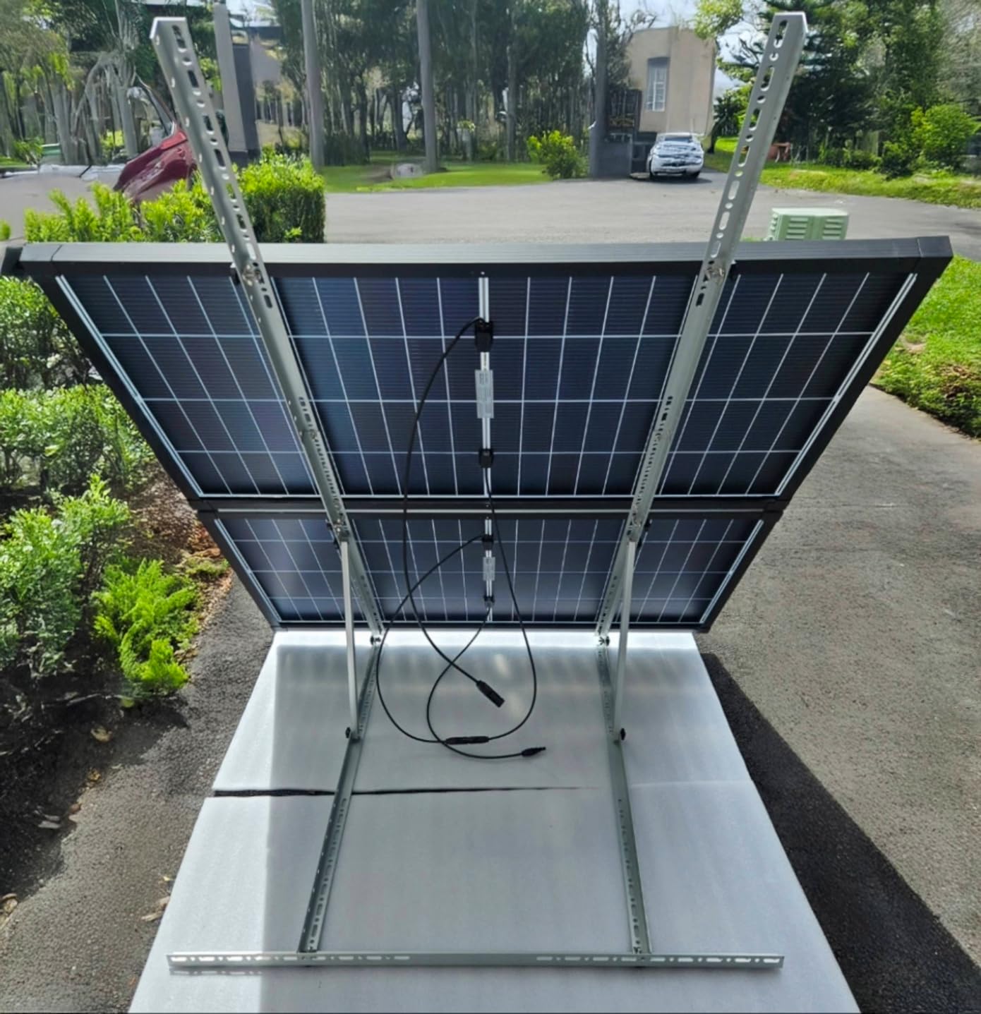 Solar Panel Mount Brackets, 2 Sets 45 inch Adjustable with Foldable Tilt Legs, Suitable for 2-4pcs 180 200 300 400 500 Watt Solar Panel for Roof, RV, Boat, and Off-Grid customer photo 2