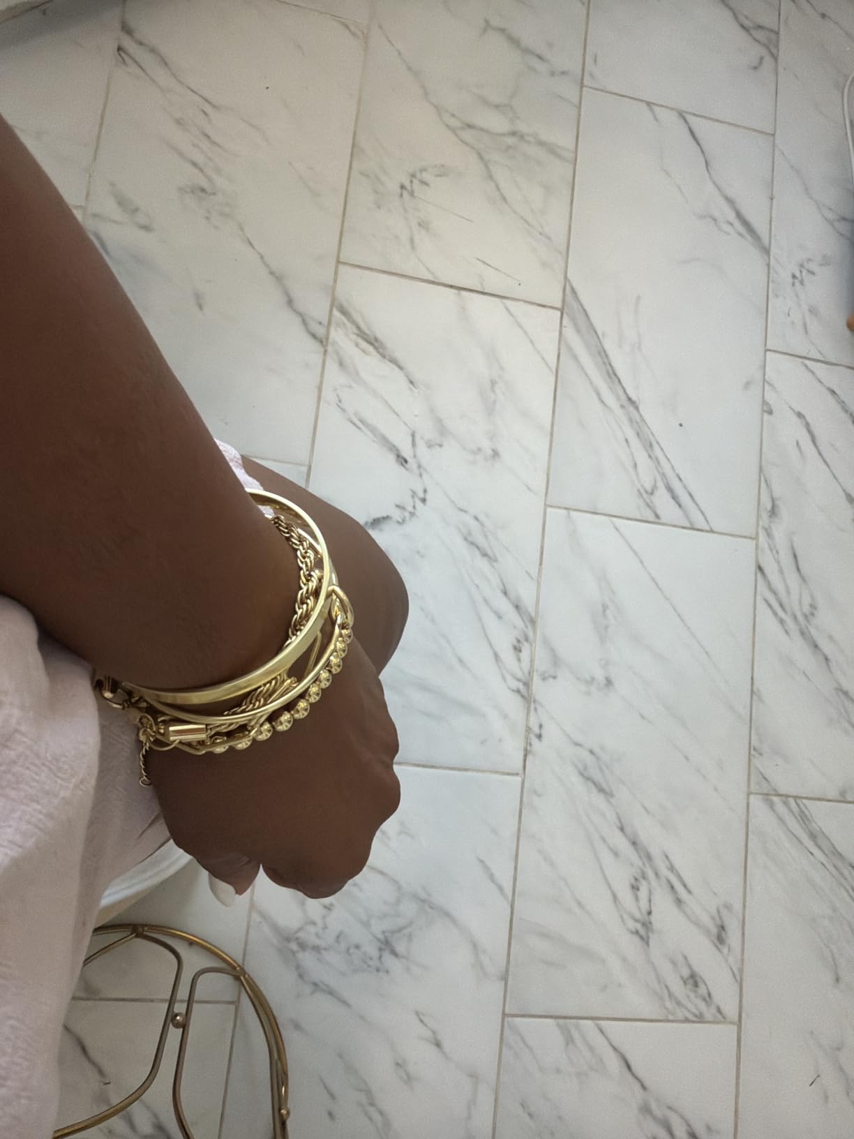 Gold Bracelets Set for Women Non Tarnish, Waterproof 14K Gold Plated Sterling Silver Chunky Cuff Bracelet Stackable Gold Bangles Bracelet for Women Trendy Fashion Accessories Tie Knot Cuban Rope Paperclip Beaded Bracelet Stack Jewelry Mothers Day Gifts for Mom Birthday customer photo 1