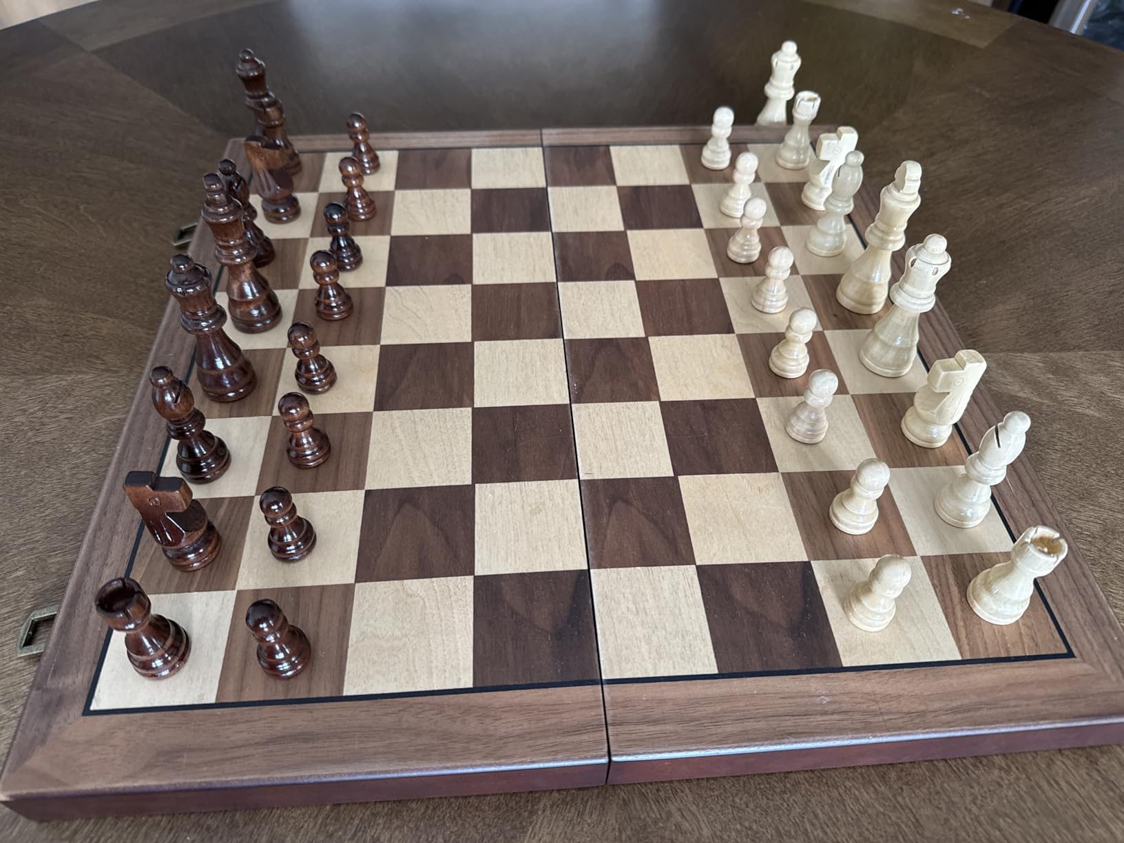 Magnetic Wooden Chess Set for Adults Kids 17'' Chess Board with Handmade Pieces, Folding Portable Travel Unique Chess Sets Game for Tournament Professional Beginner customer photo 1