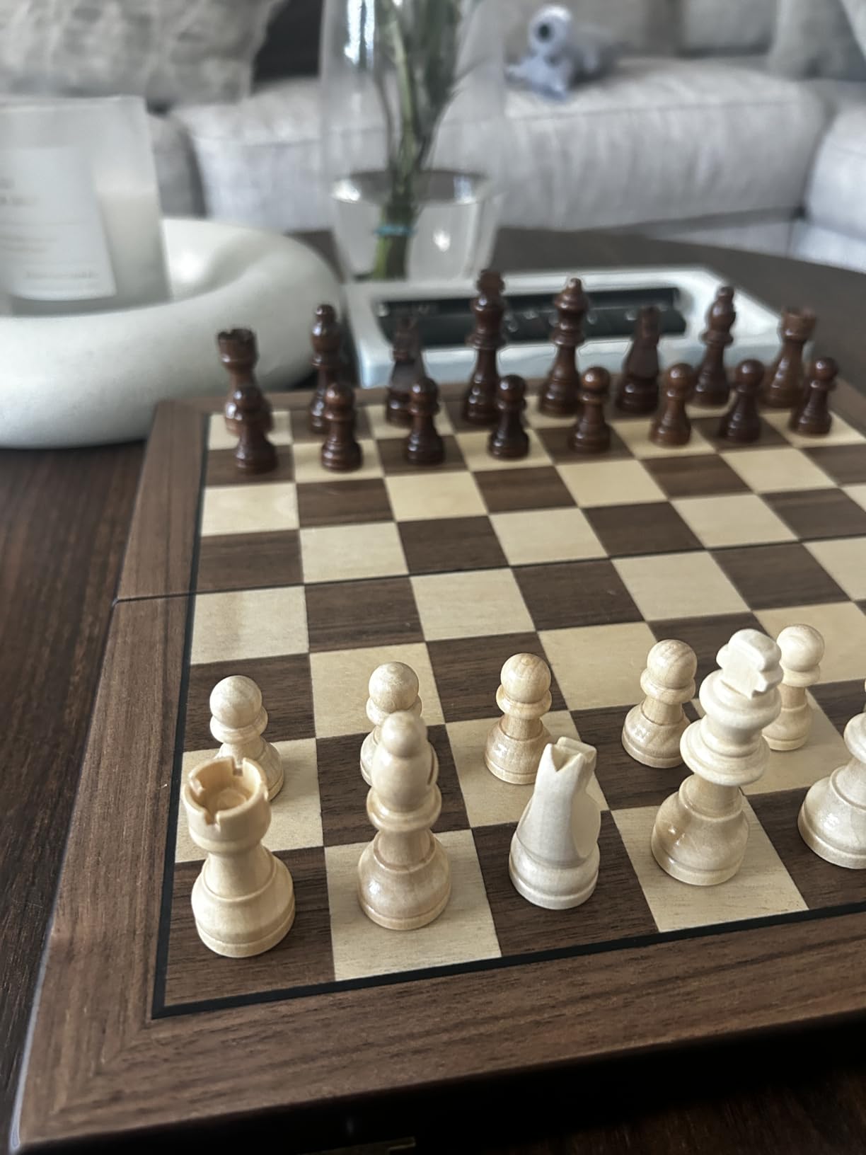 Magnetic Wooden Chess Set for Adults Kids 17'' Chess Board with Handmade Pieces, Folding Portable Travel Unique Chess Sets Game for Tournament Professional Beginner customer photo 2