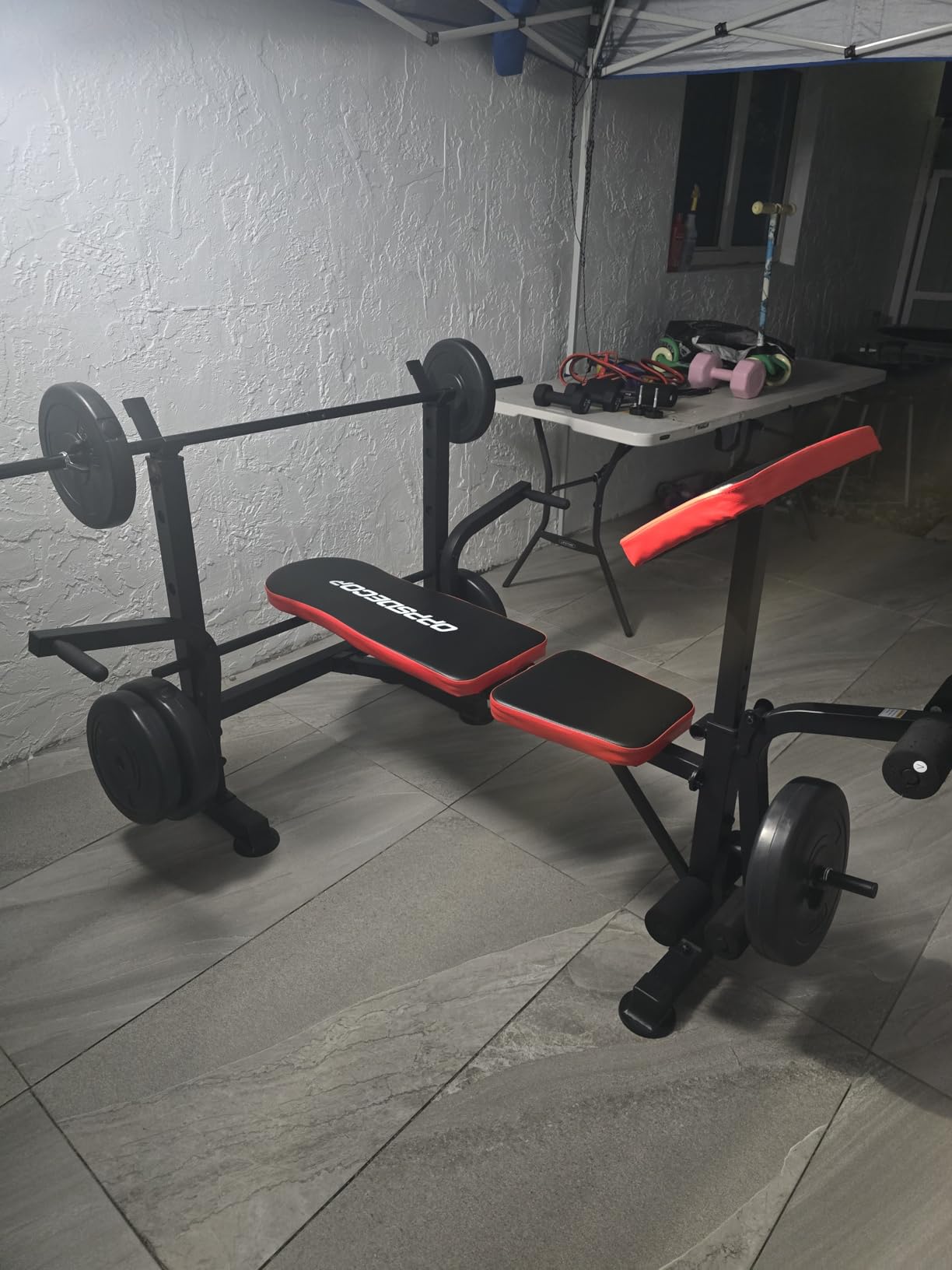 OPPSDECOR 900LBS Weight Bench Set for Home Gym, 6-in-1 Foldable Bench Press Set with Leg Extension, Leg Curl, Preacher Curl Pad, Barbell Rack, Squat Rack for Full Body Workout, Strength Training customer photo 1