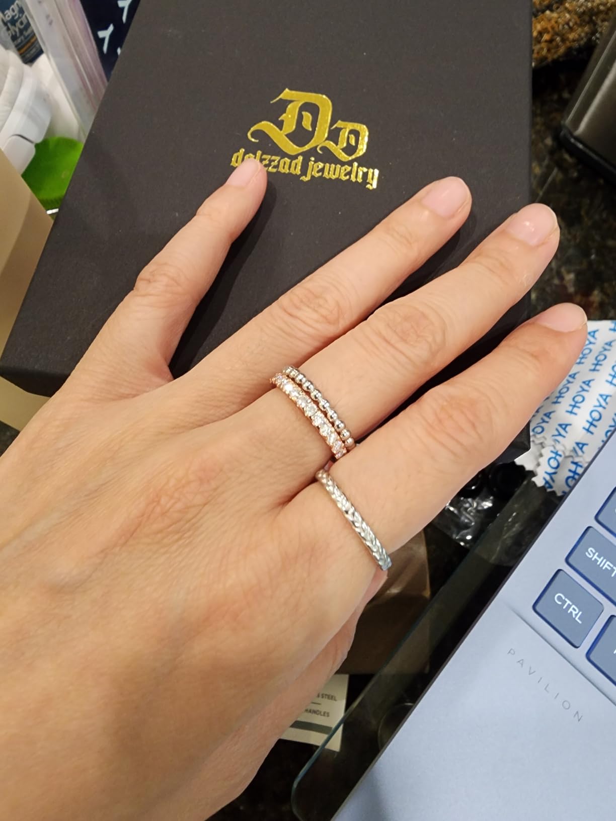Moissanite Wedding Band for Women, Full Eternity Stackable Ring | Solid S925 Sterling Silver 1CT Round-Cut D-Color VVS1 Eternity Ring customer photo 2