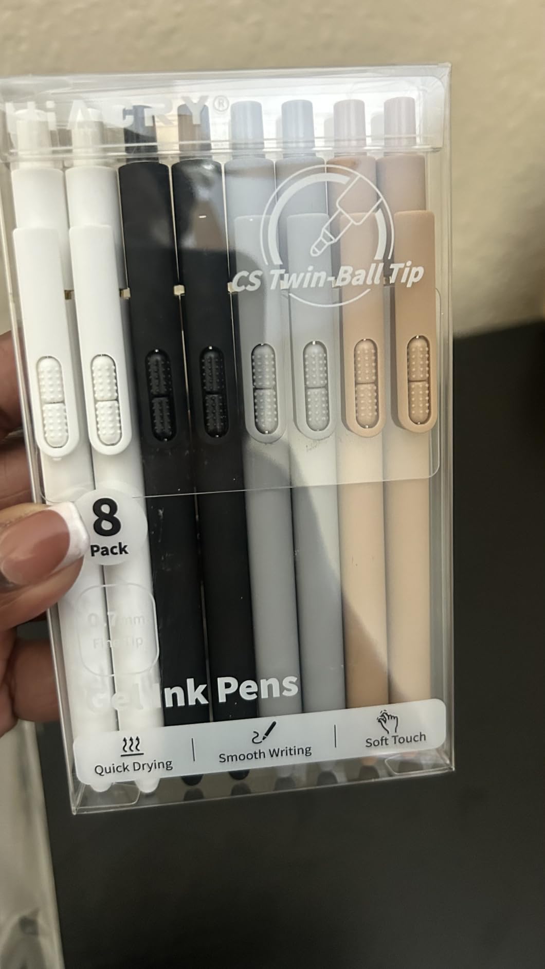 Hiacry 8 Pcs Gel Pens - 0.7mm Fine Point Smooth Writing Black Ink, Quick-Dry Long Lasting Fidge Pens, School & Office Supplies for Men Women customer photo 1