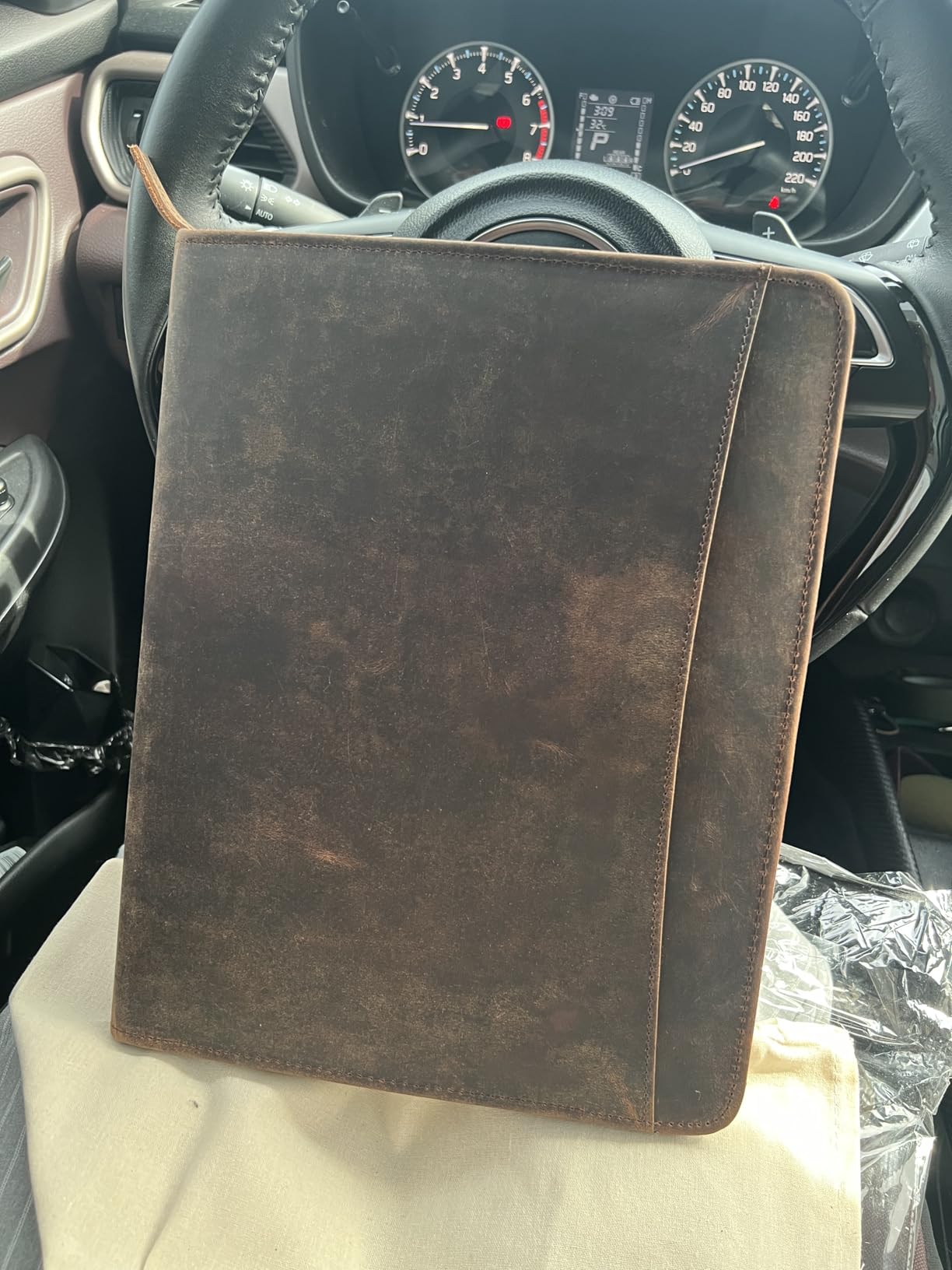 KomalC Leather Portfolio with Zipper Closure | Business Padfolio for Documents, Tablets & Accessories | Vintage Full-Grain Leather Organizer for Professionals customer photo 1
