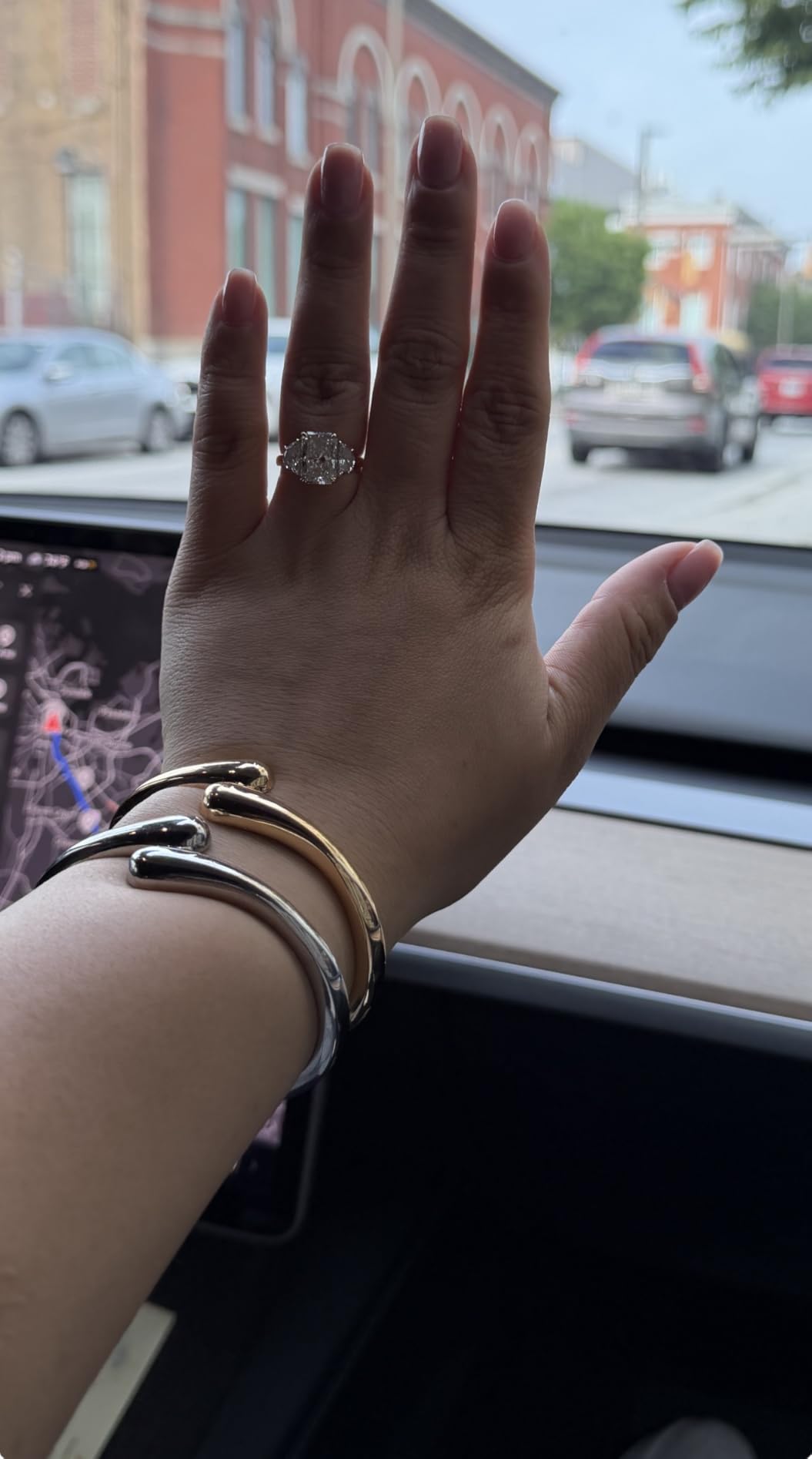 Chunky Gold Bangle Bracelets for Women, Dainty 14k Gold Plated Big Stackable Bangles Set, Trendy Statement Cuff Bracelet Stack Fashion Jewelry Gifts customer photo 2