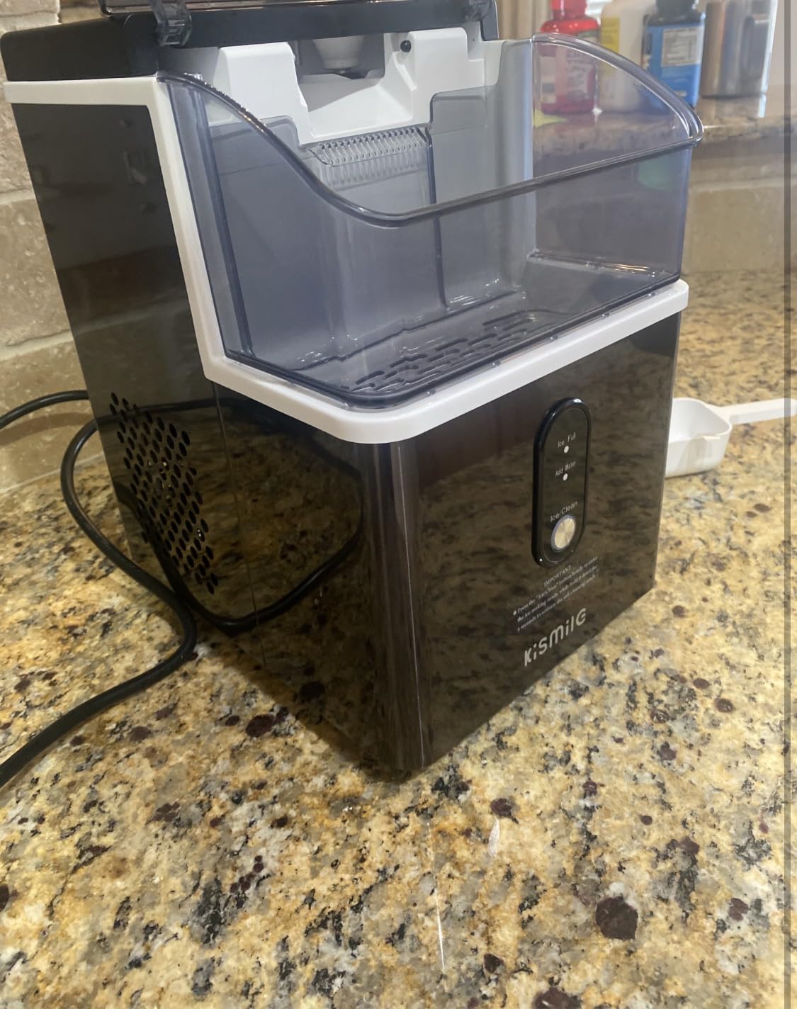 Kismile Nugget Ice Makers Countertop, Portable Ice Machine with Crushed Ice, 35lbs/Day, Self-Cleaning, One-Click Operation for Home Use (Silver) customer photo 2
