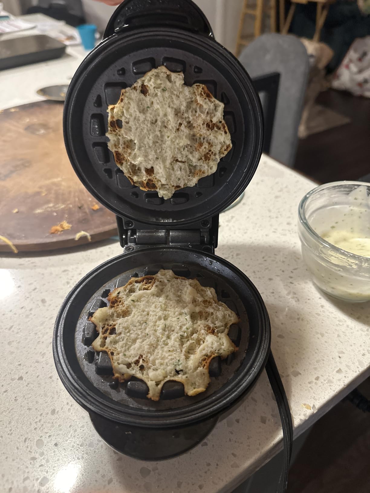 OVENTE Mini Waffle Maker Machine, 4-Inch Chaffle Mold with Non-Stick Surface, 550W Quick Heat-Up and Overheat Protection, Perfect for Breakfast, Dessert, Sandwich, Hash Brown or Snacks, Black WM215B customer photo 1