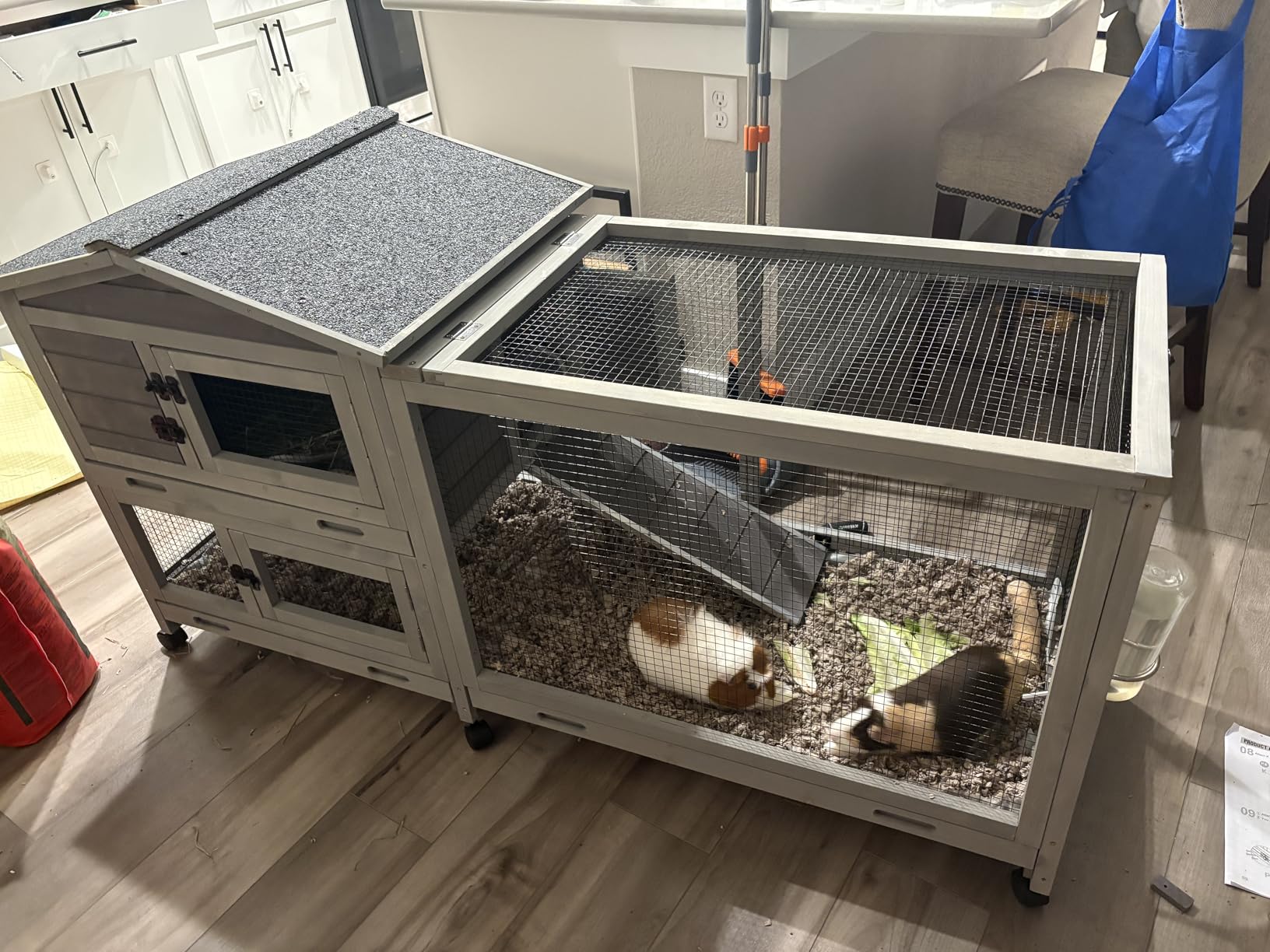 GUTINNEEN 2-Story Rabbit Hutch with Chew-Proof Full Metal Frame for Indoor/Outdoor - 62