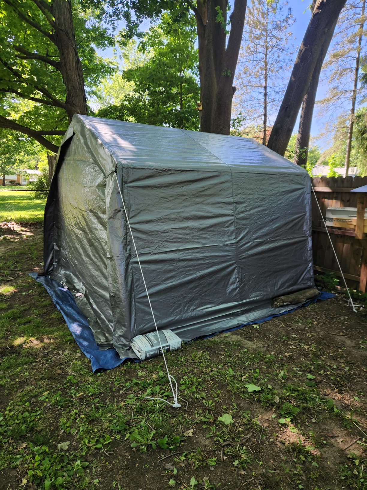 VEVOR 6x8x7 FT Heavy-Duty Portable Outdoor Storage Shed Tent, Waterproof Carport Garage Shelter with Roll-Up Zipper Door & Vents, UV-Resistant Canopy for Motorcycle, Bike, Lawn Mower, Tools, Gray customer photo 1