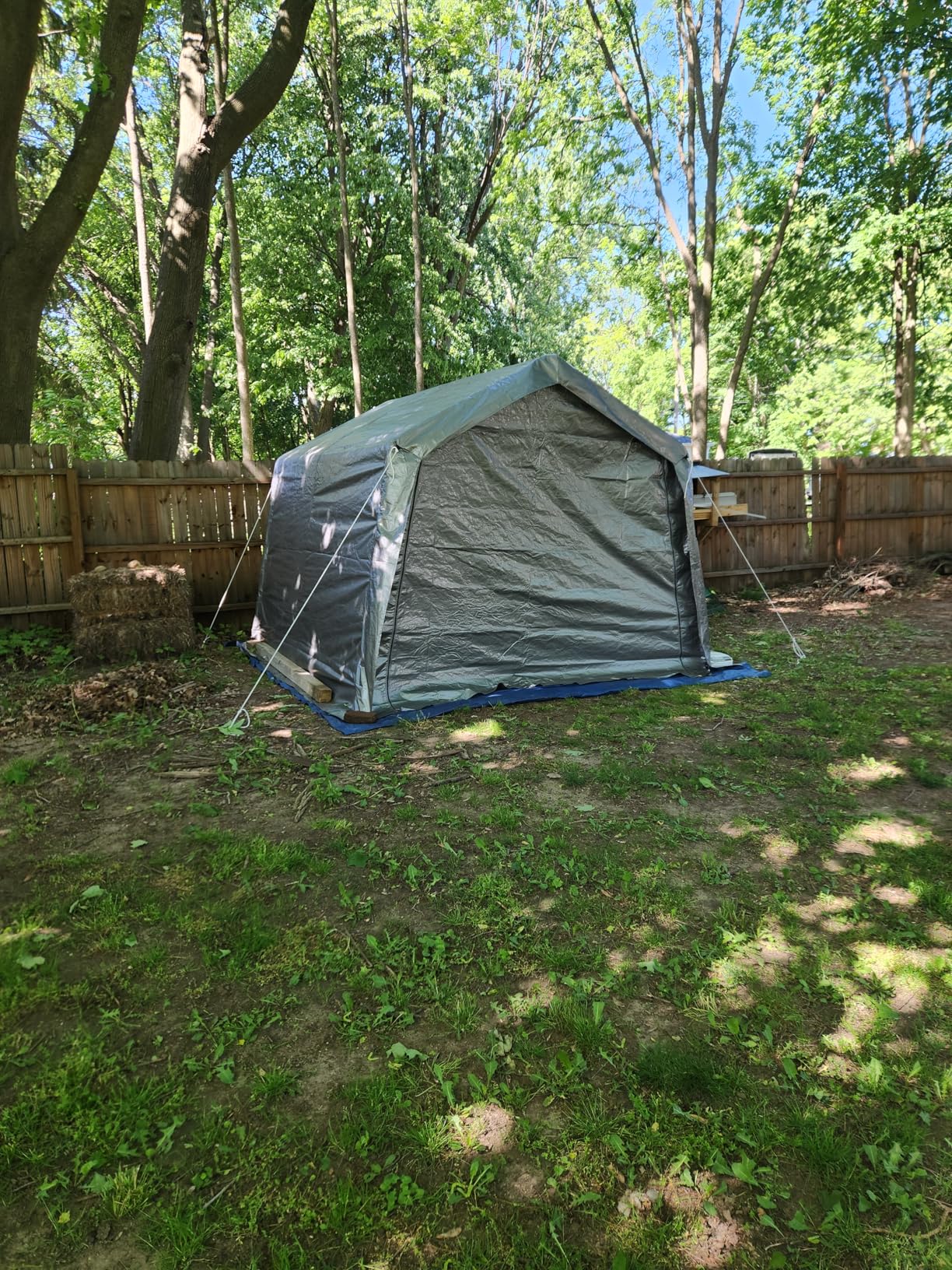 VEVOR 6x8x7 FT Heavy-Duty Portable Outdoor Storage Shed Tent, Waterproof Carport Garage Shelter with Roll-Up Zipper Door & Vents, UV-Resistant Canopy for Motorcycle, Bike, Lawn Mower, Tools, Gray customer photo 2