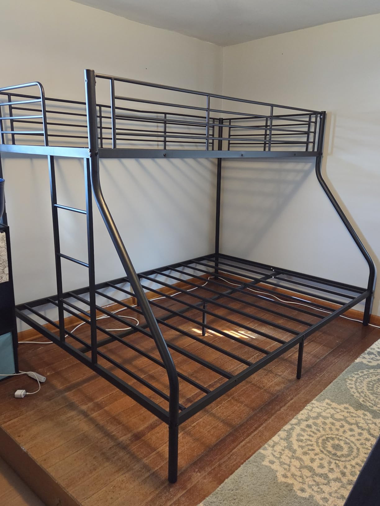 Bunk Beds Twin Over Full Size, Heavy Duty Bunk Beds with Bottom Space & Guardrail Metal Bunk Bed Frame for Adults Dorm Bedroom Guest Room, No Box Spring Needed (Upgrate Black) customer photo 2