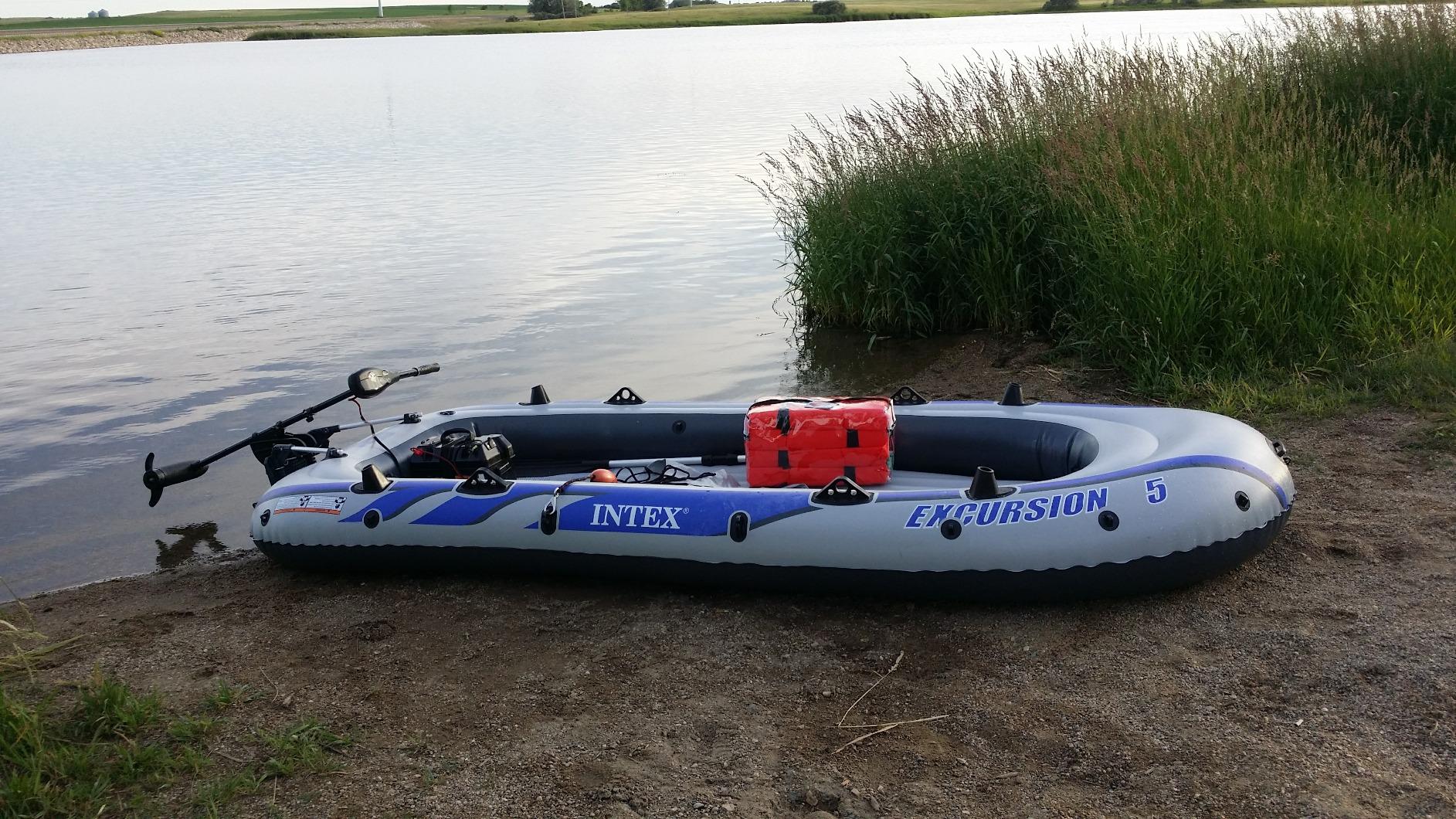 INTEX Excursion 4-Person Inflatable Fishing Boat River Raft Set with Oars | 66324EP - Portable Boat with Extra Wide Cockpit and High-Ouput Hand Pump, 10ft 4in x 5ft 5in customer photo 1