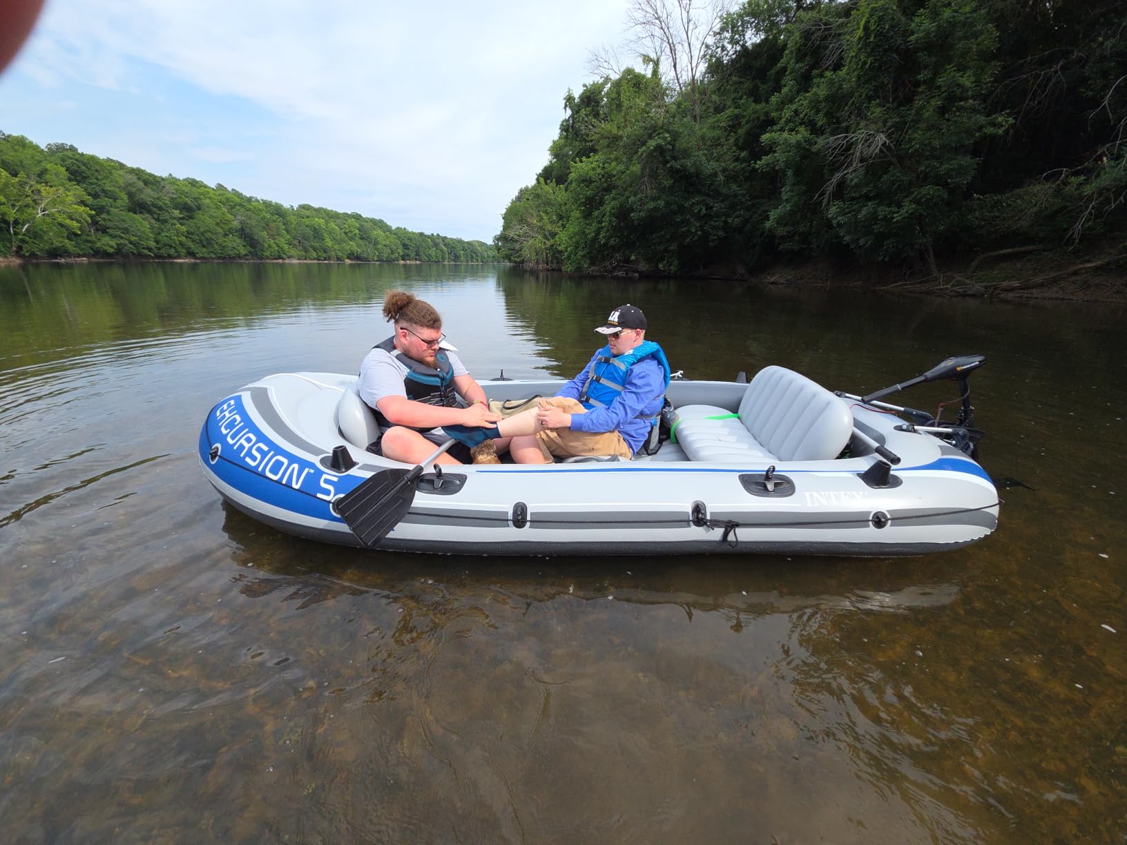 INTEX Excursion 4-Person Inflatable Fishing Boat River Raft Set with Oars | 66324EP - Portable Boat with Extra Wide Cockpit and High-Ouput Hand Pump, 10ft 4in x 5ft 5in customer photo 2
