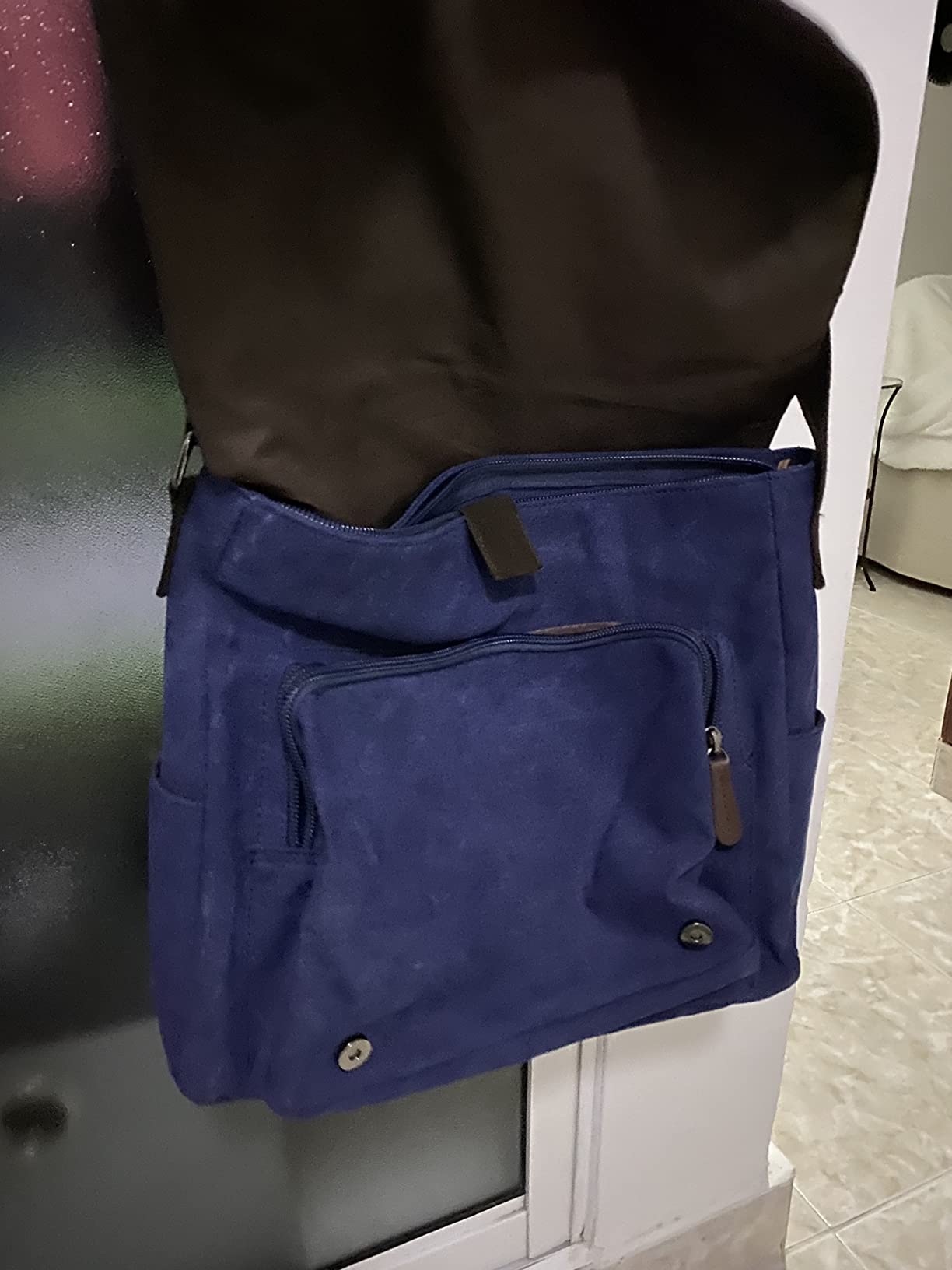 Vintage Messenger Bag 15.6 Inch Laptop for Men Women, Large Travel Crossbody Shoulder Purse Canvas Briefcase Work College customer photo 2