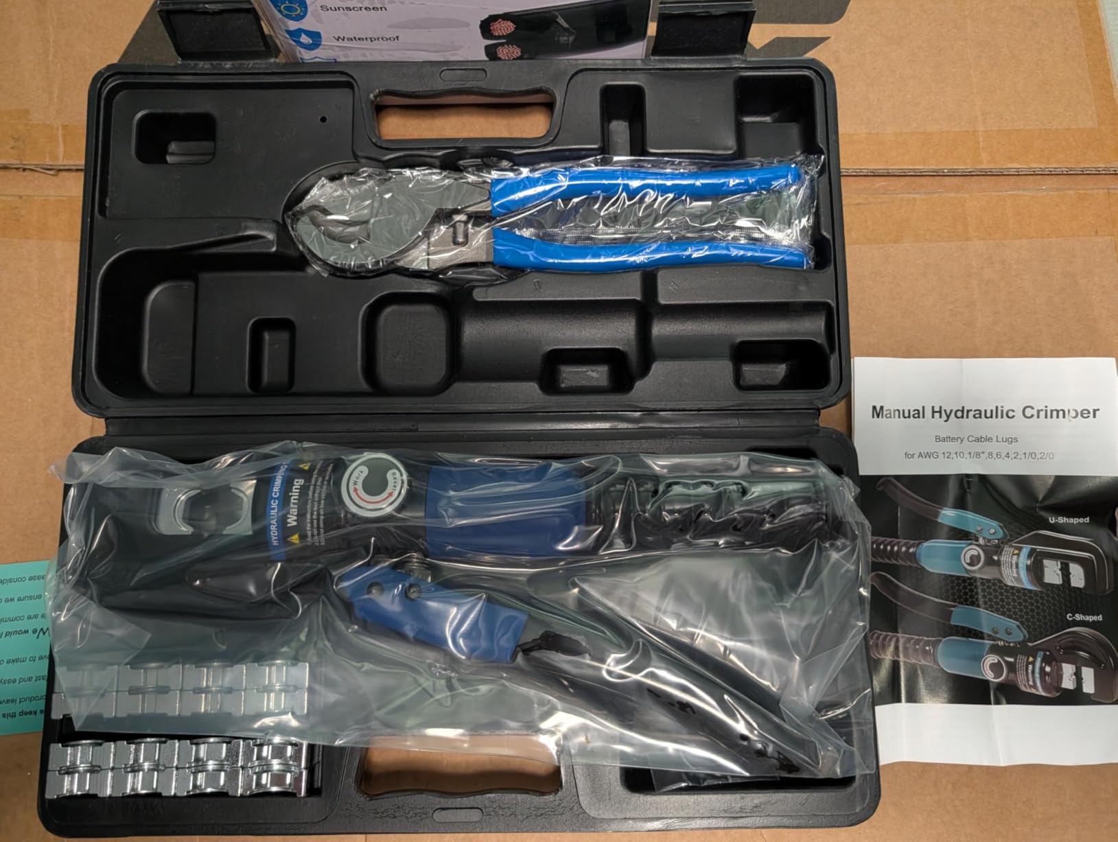 Solsop Hydraulic Crimping Tool 10 Ton with 9 Hex-Dies, 12-2/0 AWG Battery Cable Crimper with Cable Cutter for Copper, Aluminum Cable Lugs customer photo 2