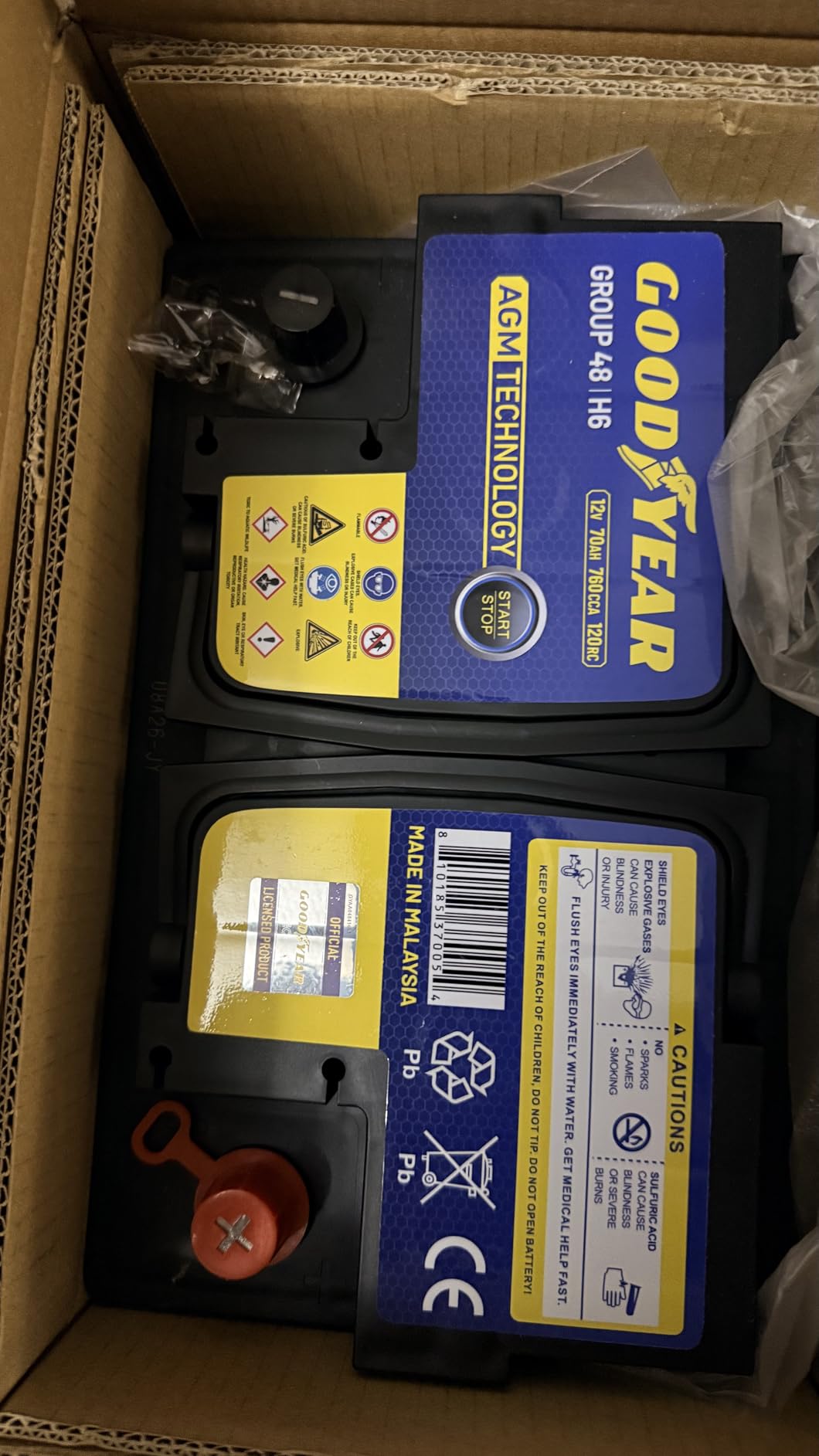 Goodyear 35-AGM BCI Group Size 35 12V 55 AH, 100RC, 650 CCA Platinum series Rechargeable AGM Maintenance Free Automotive Battery customer photo 1